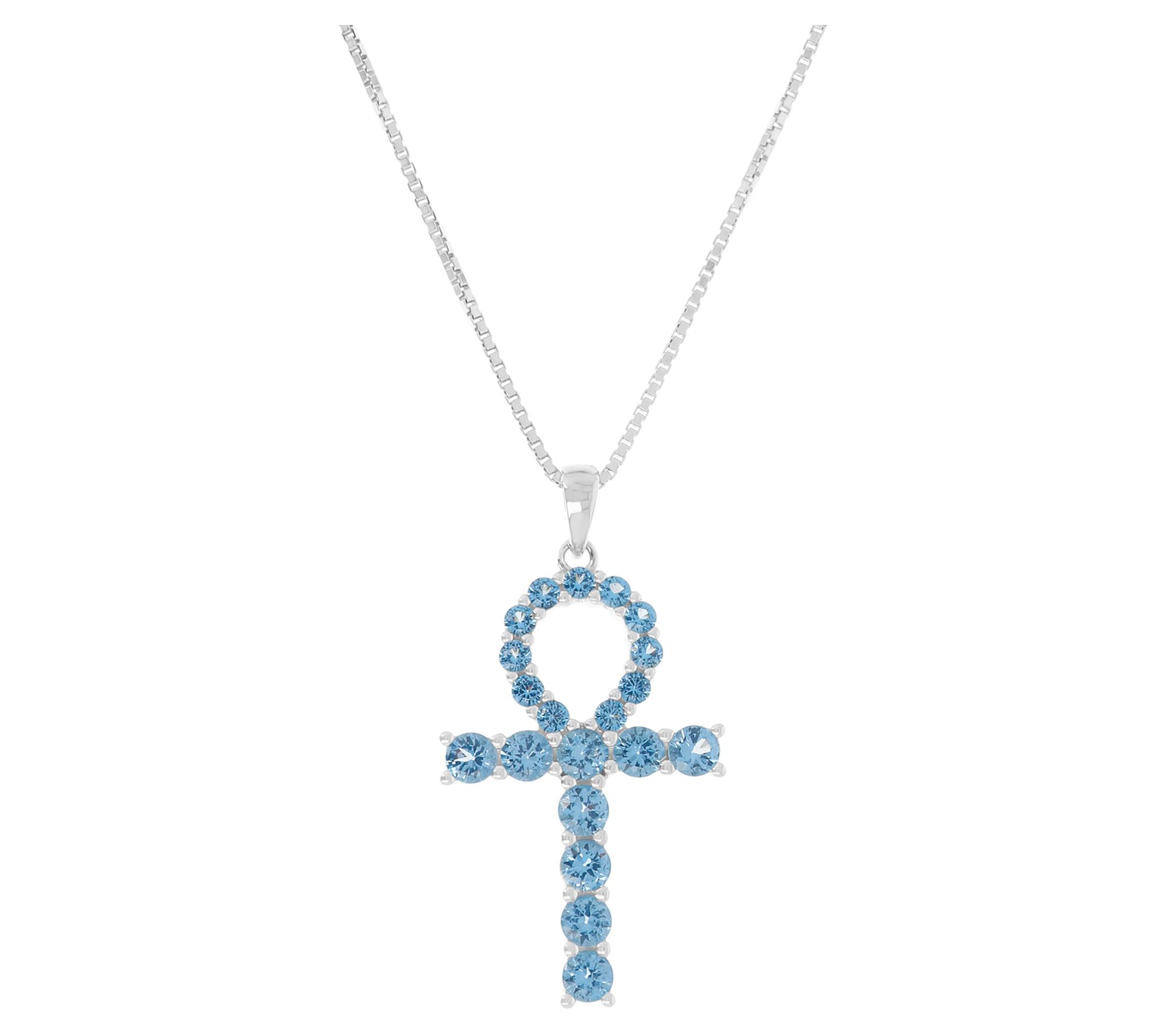 Diamonique 1.25 cttw Cross Pendant w/ Chain, St erling Silver