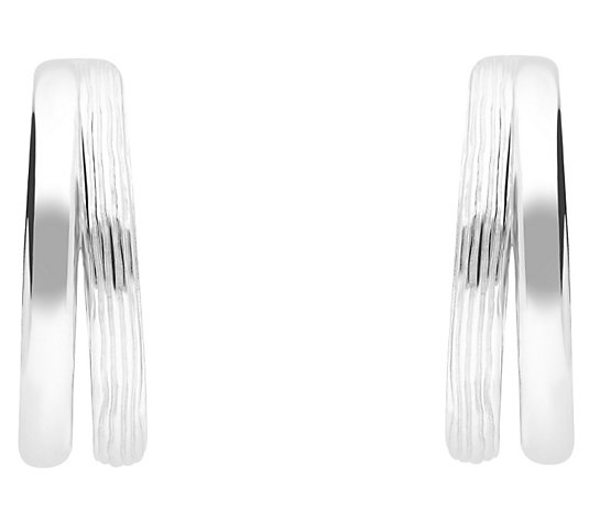 Ariva Sterling Silver Multi-Texture Split Hoop Earrings