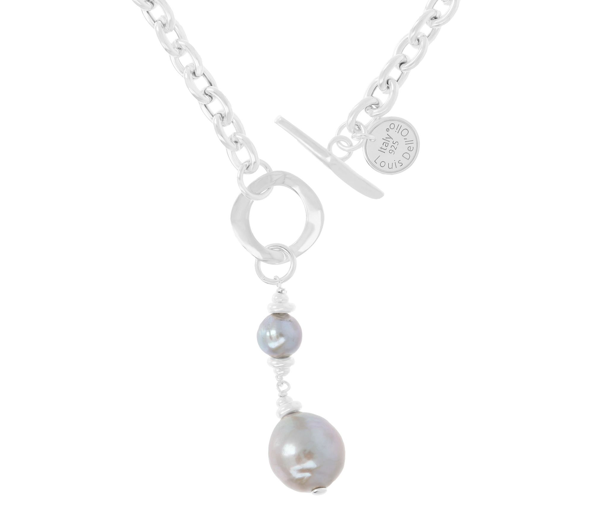 Louis Dell'Olio Sterling Gray Cultured Pearl To ggle Necklace - QVC.com