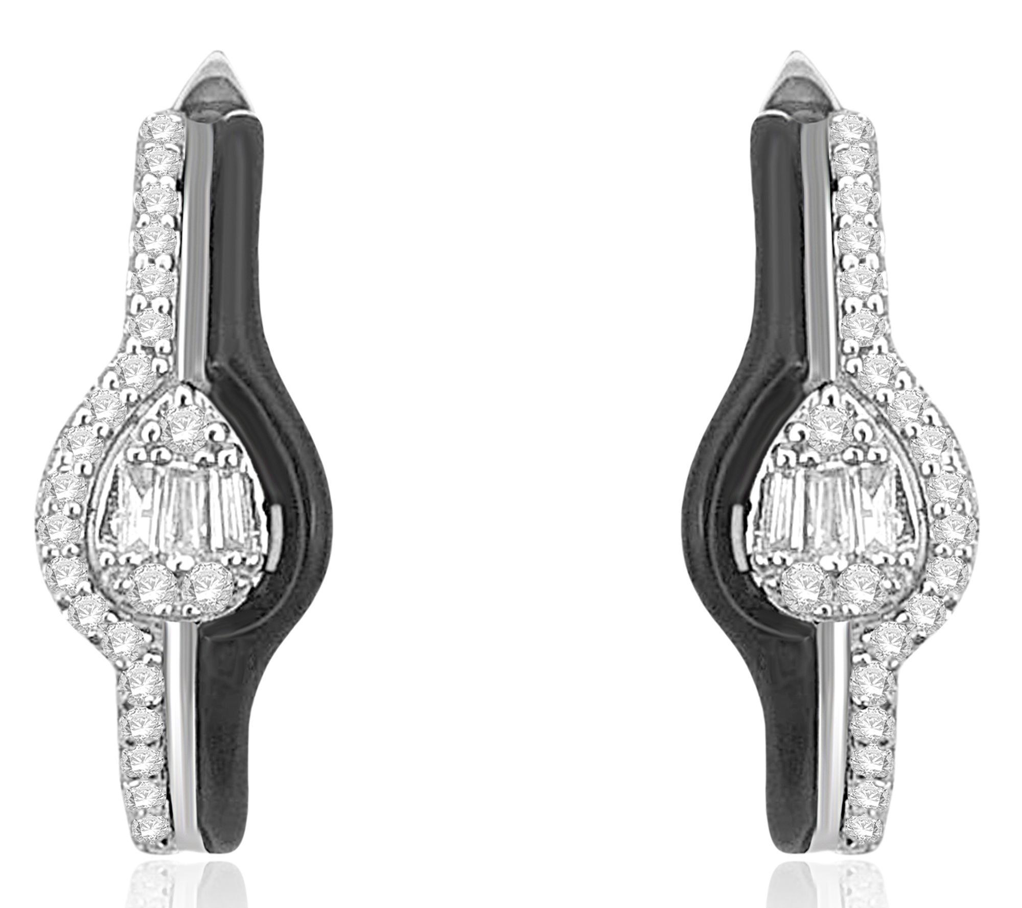 Affinity Diamonds Black Enamel Earrings, 0.25 cttw, Sterling