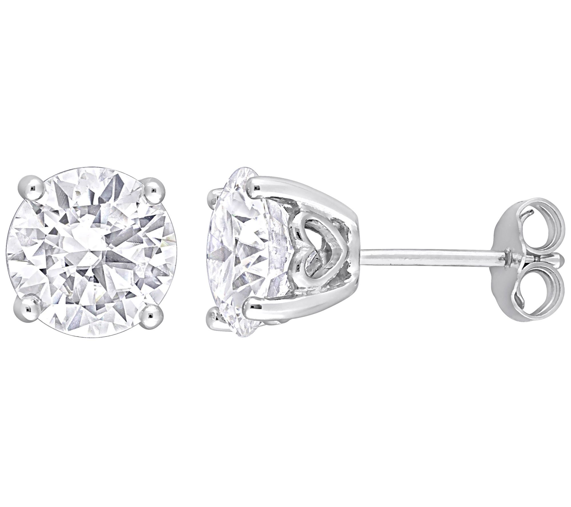 MoissanIce Moissanite 3.70 cttw Round Stud Earrings, Sterling