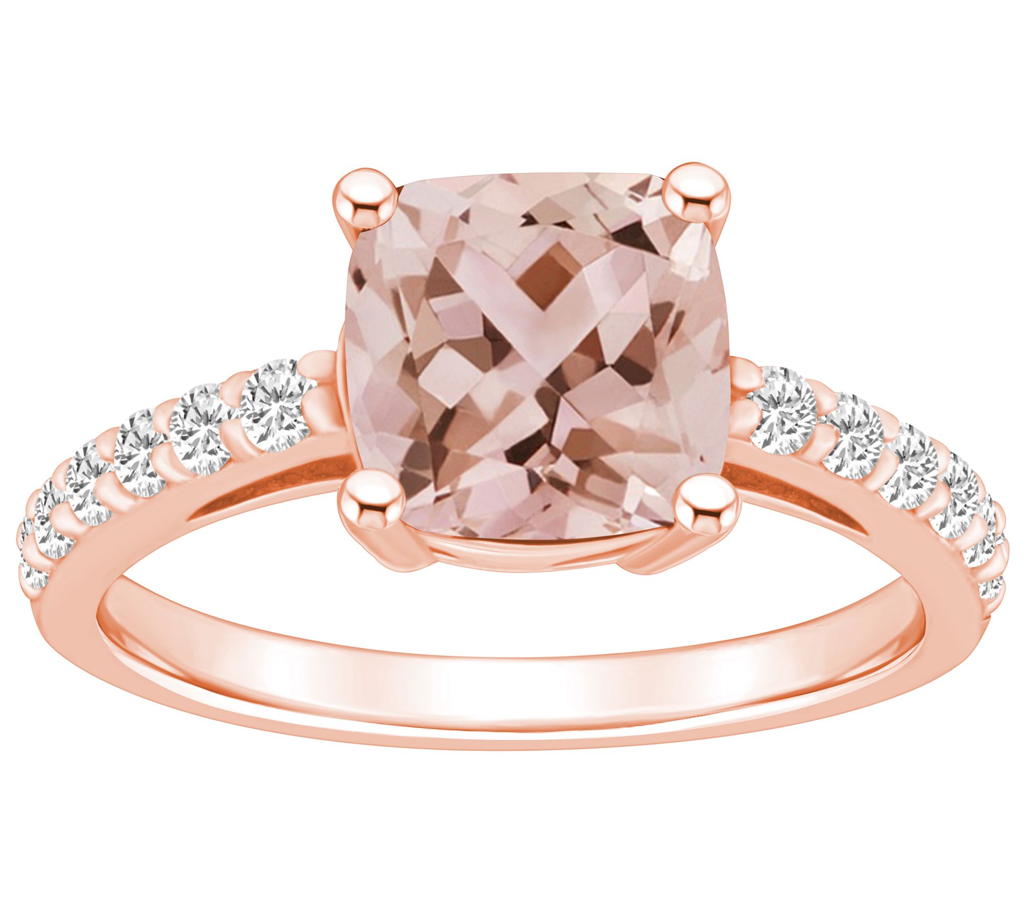 Affinity Gems Cushion Morganite & Diamond Ring,14K Gold