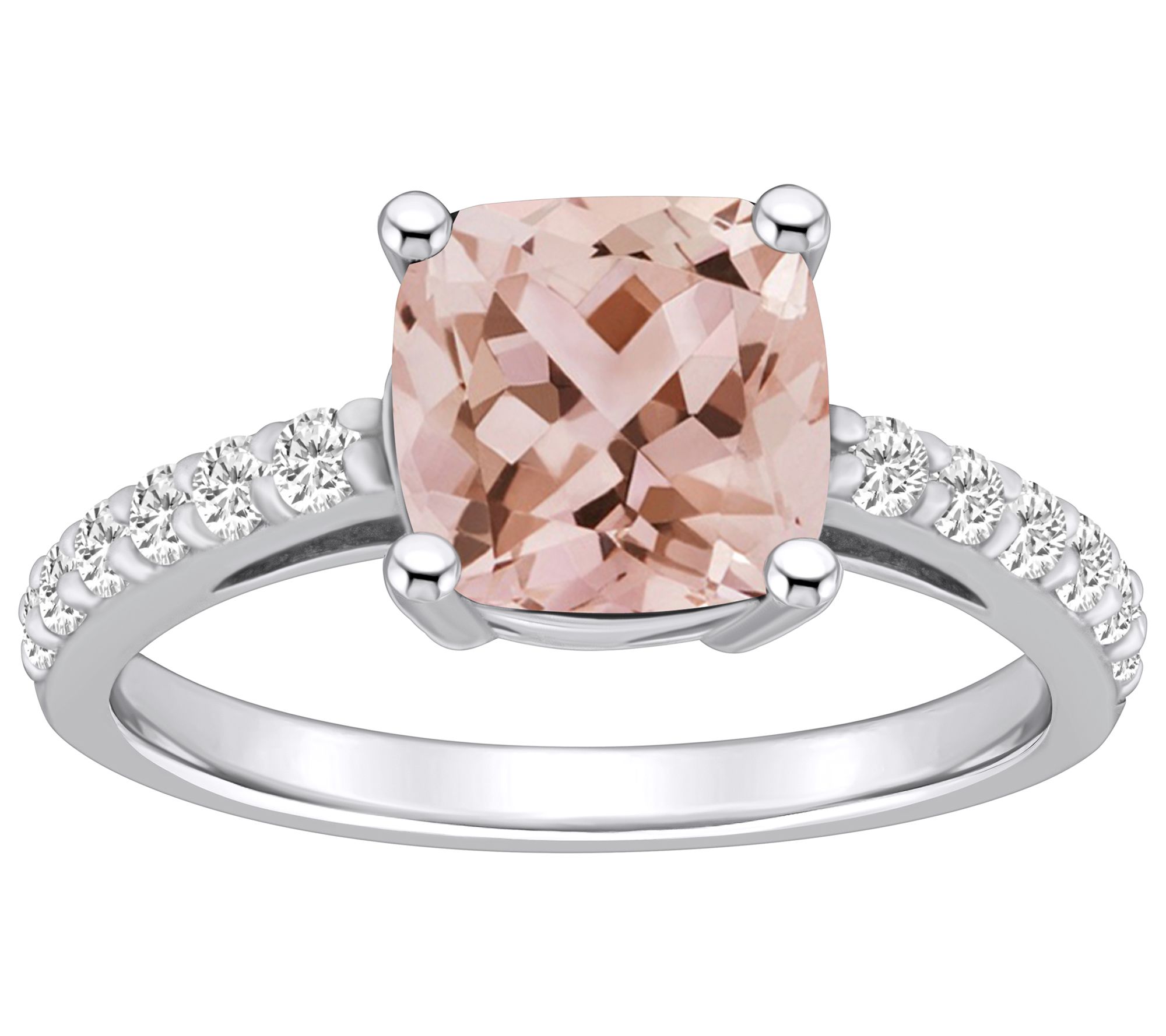 Affinity Gems Cushion Morganite & Diamond Ring,14K Gold