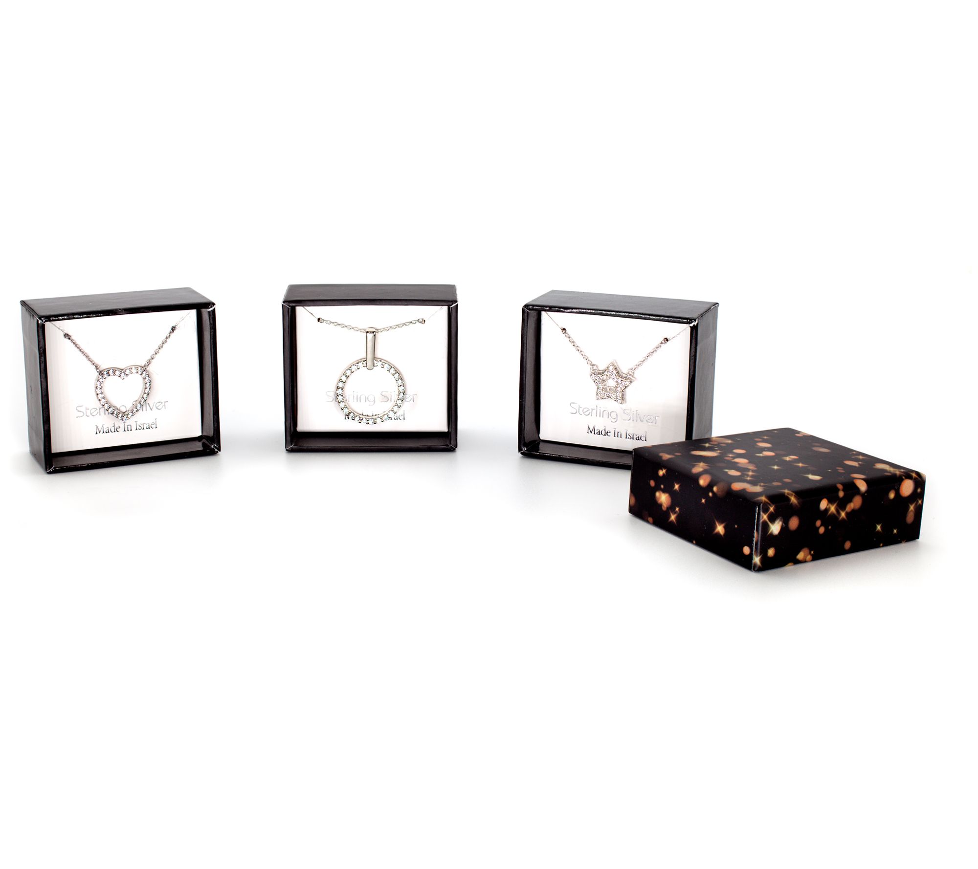 Diamonique Gift Set Of 3 Boxed Necklaces, Sterl ing Silver
