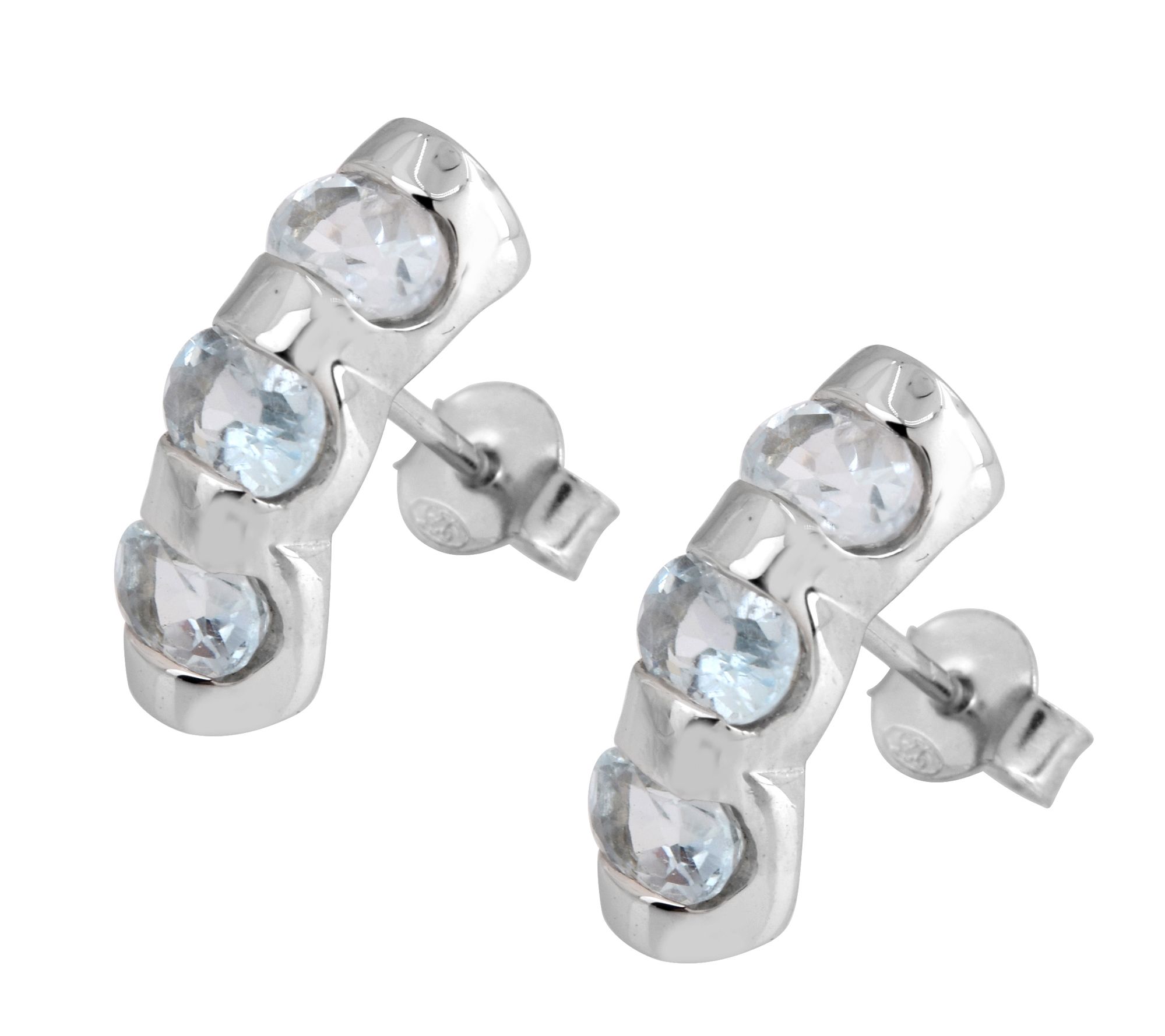 Affinity Gems Blue Topaz Stud Earrings, Sterling Silver