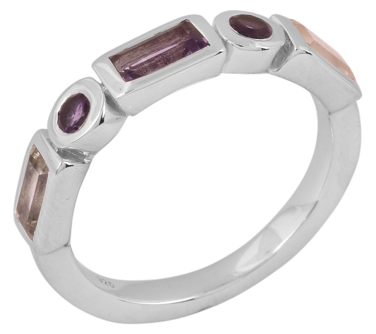 Glenn Lehrer Nine Point Star Cut Gemstone & Diamond Ring, Size 4, Pink Amethyst