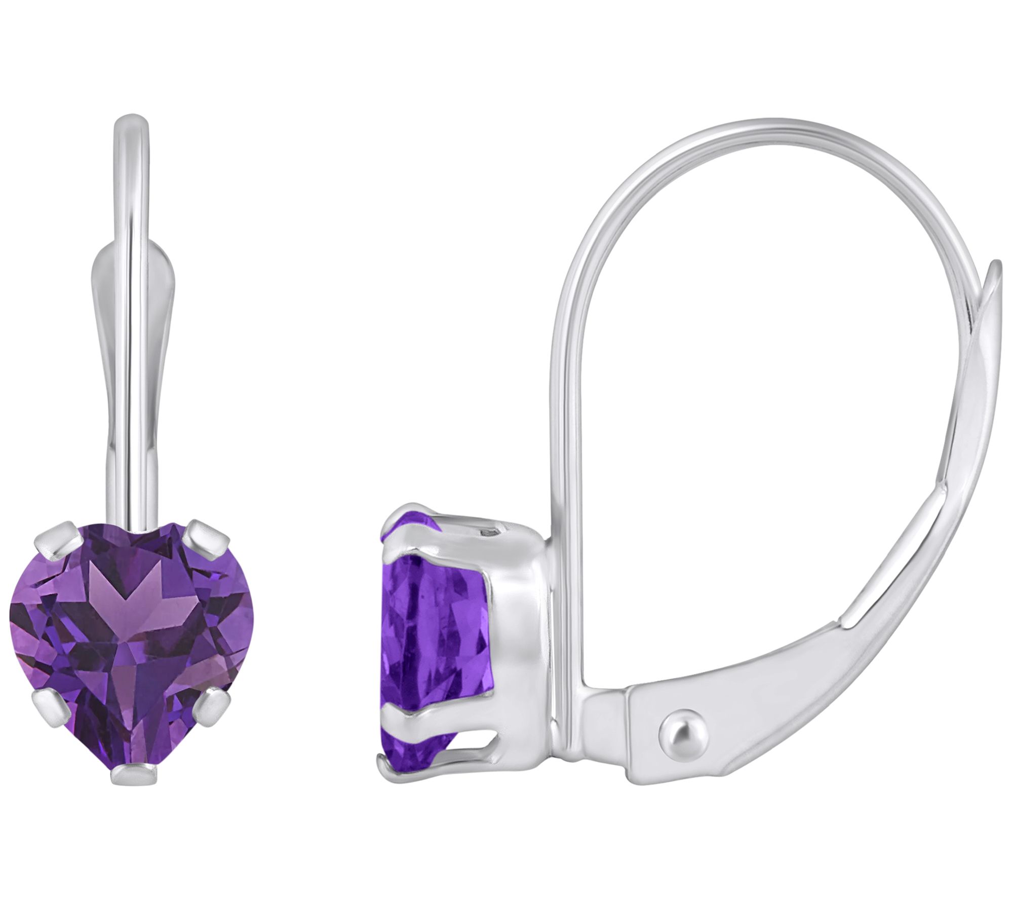 Affinity Gems Heart Cut Leverback Earrings, 10K White Gold