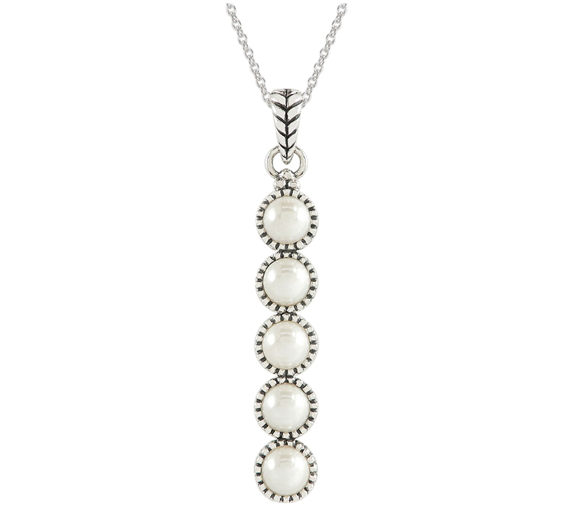 Affinity Gems Cultured Pearl Linear Pendant w/hain, Sterling