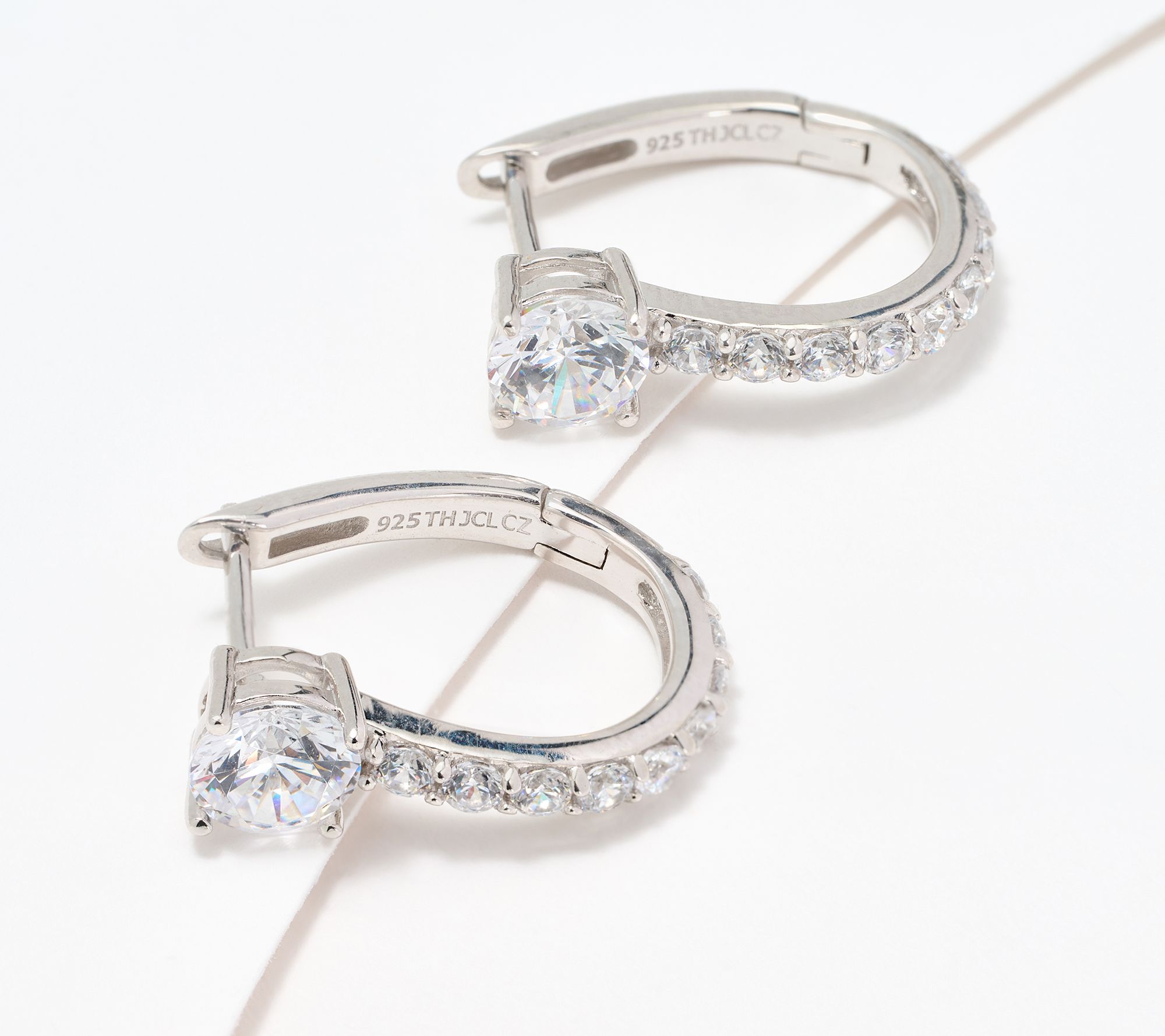 Diamonique Choice of Cut Solitaire Pave Huggie Hoops, Round - QVC.com