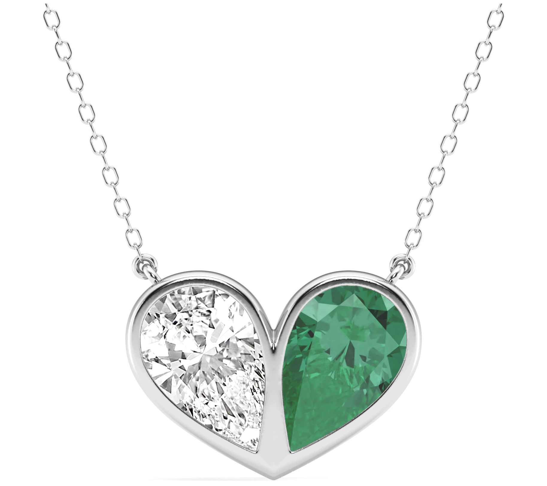Fire Light Lab Grown Diamond & Gemstone Heart Necklace, 14K