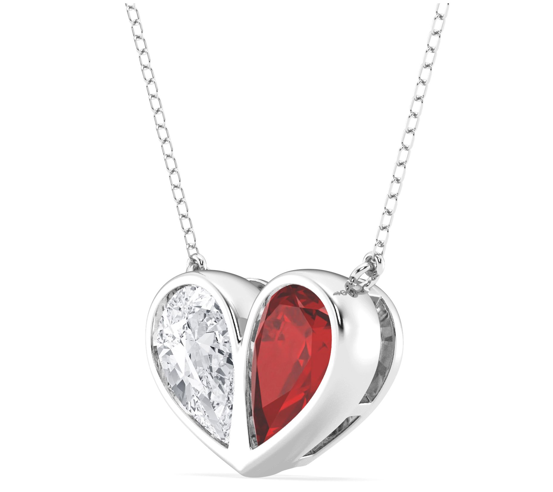 Fire Light Lab Grown Diamond & Gemstone Heart Necklace, 14K