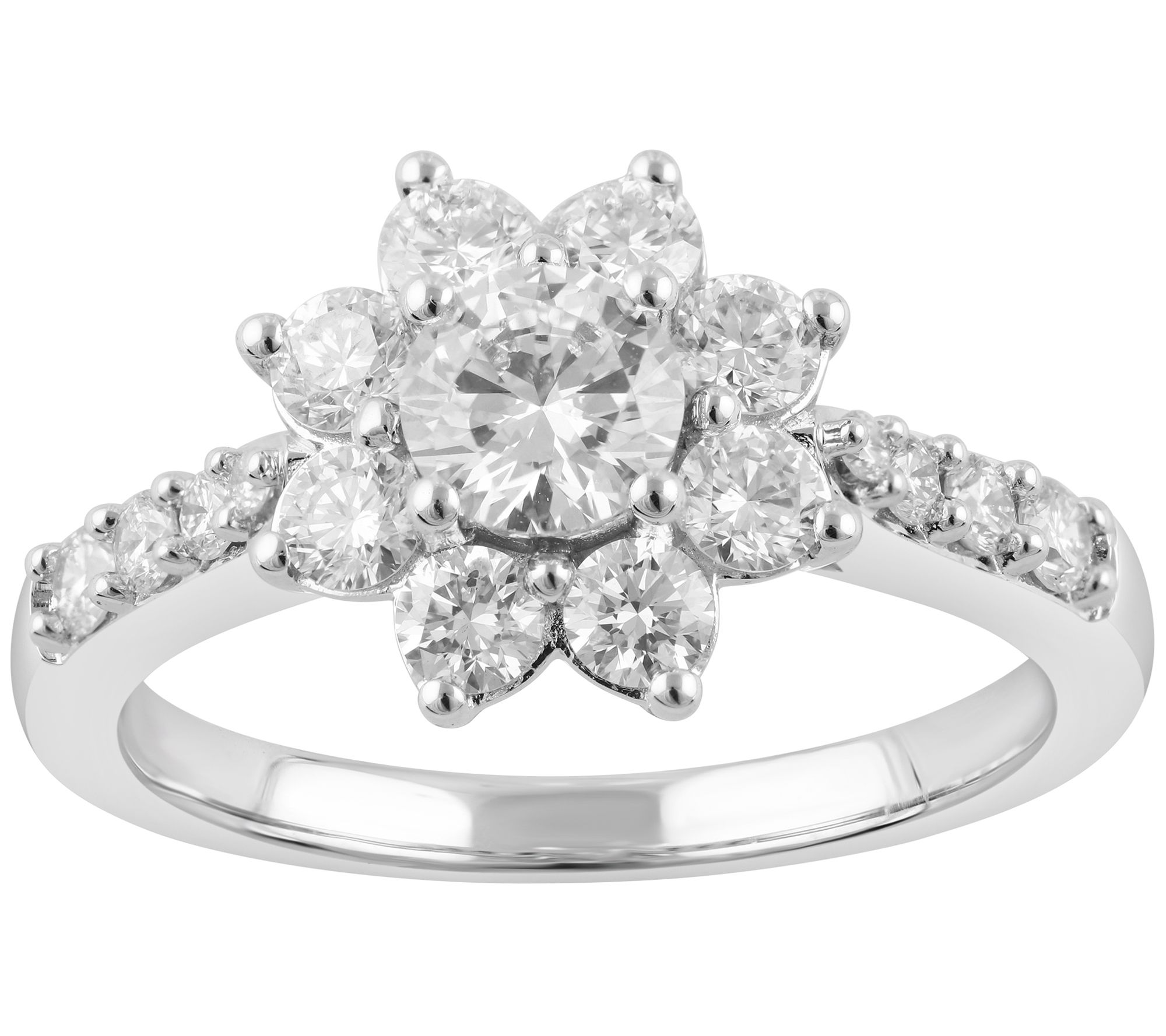 Fire Light 1.30 cttw Lab Grown Diamond Flower Ring, 14K Gold - QVC.com