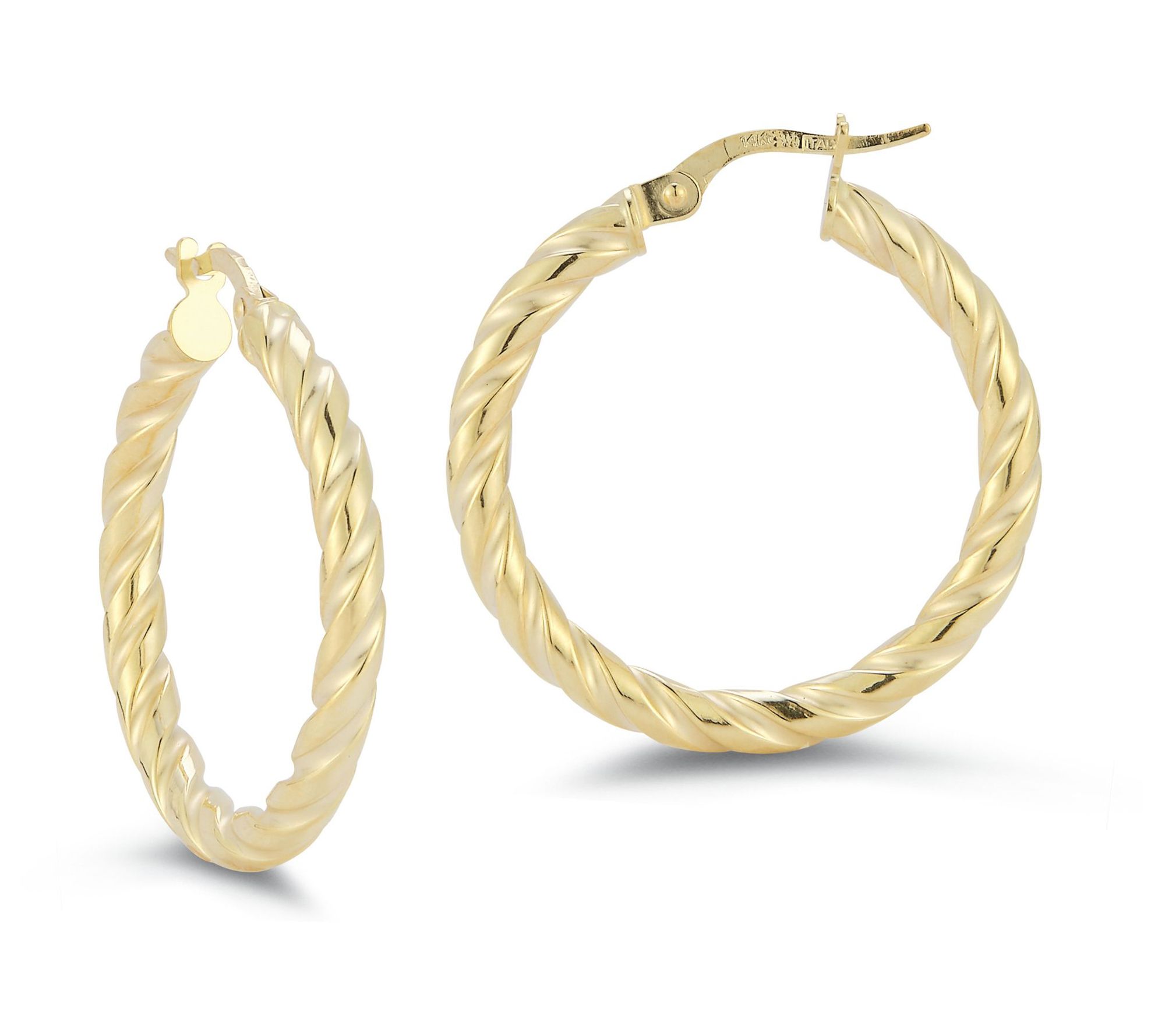 Italian Gold 1" Twist Hoop Earrings, 14K