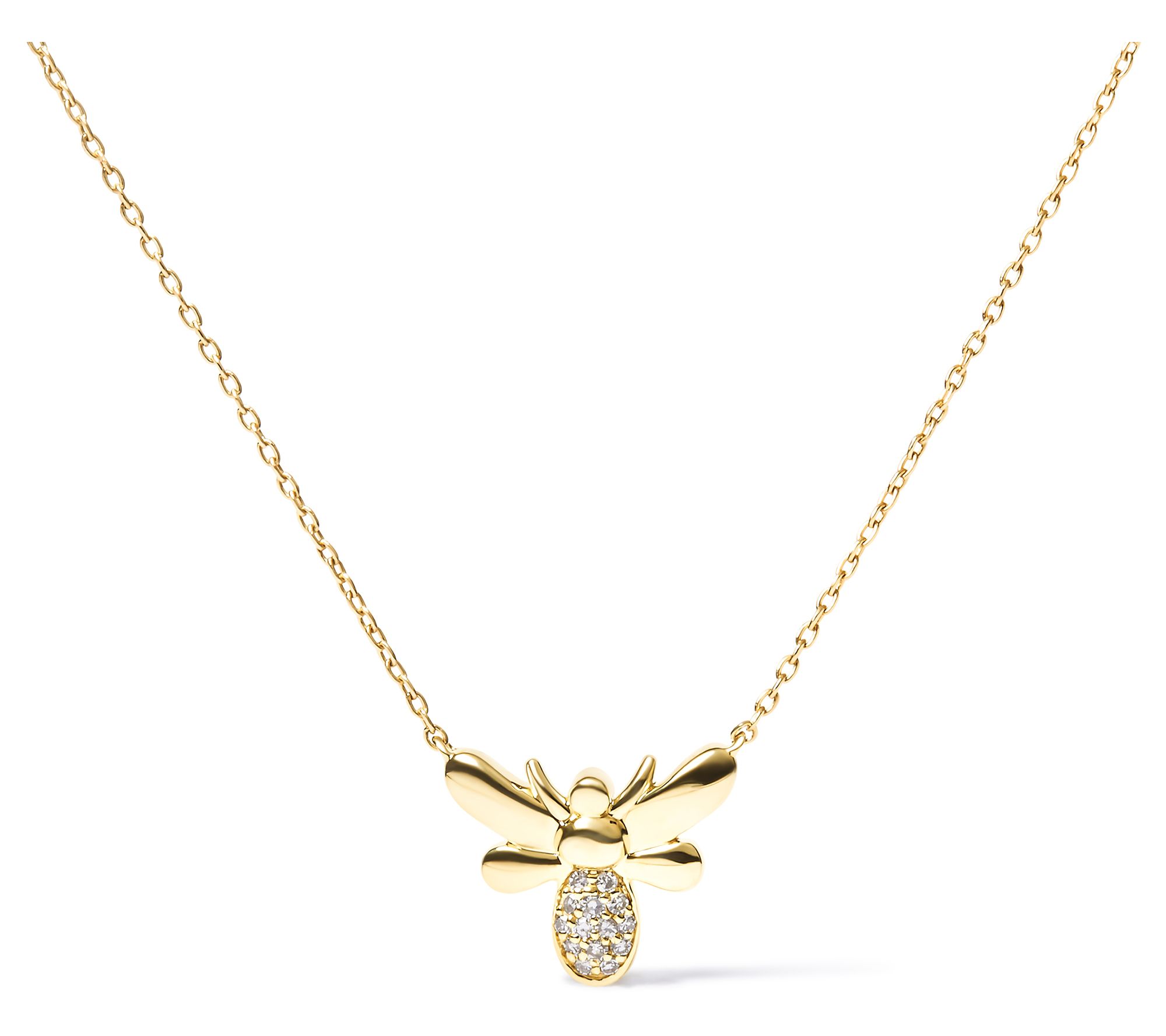 Haus of Brilliance Diamond Accent Bee Necklace, 10K Gold