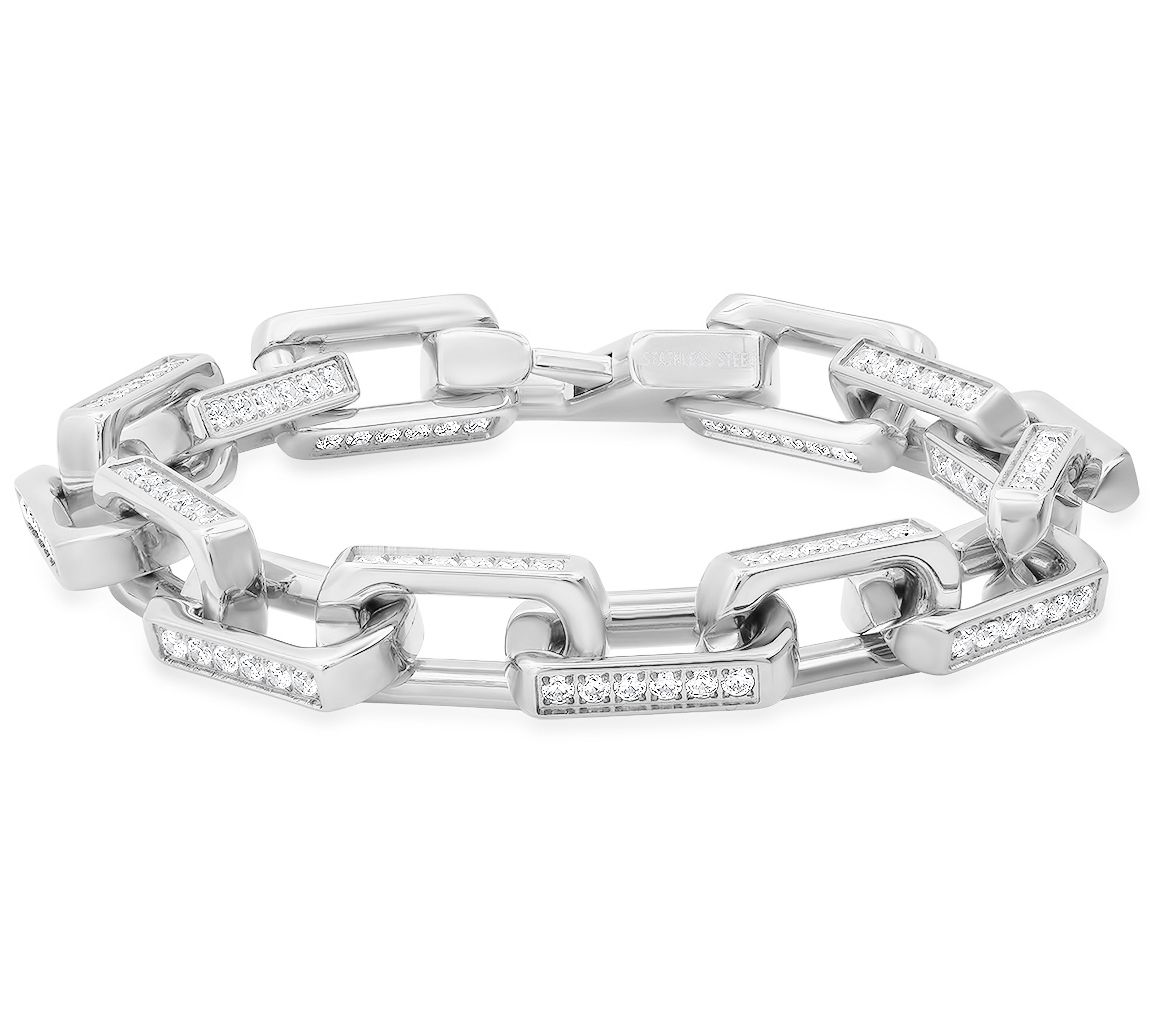 Steel By Design Men's Stainless Steel Paper Clip Link Bracelet