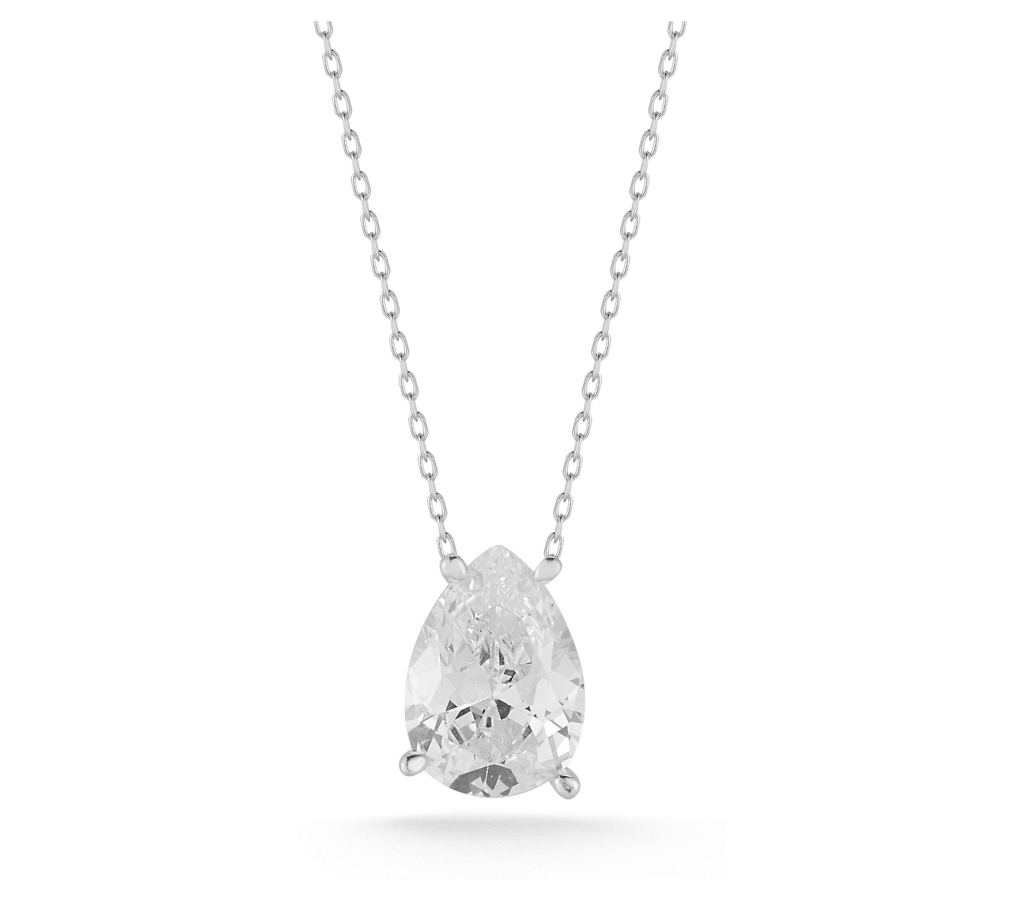 Sterlina Silver Pear Cut Solitaire Necklace, Sterling