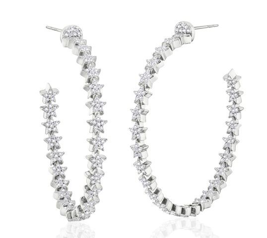 Diamonique x Zaxie 1.65 cttw Star Hoop Earrings