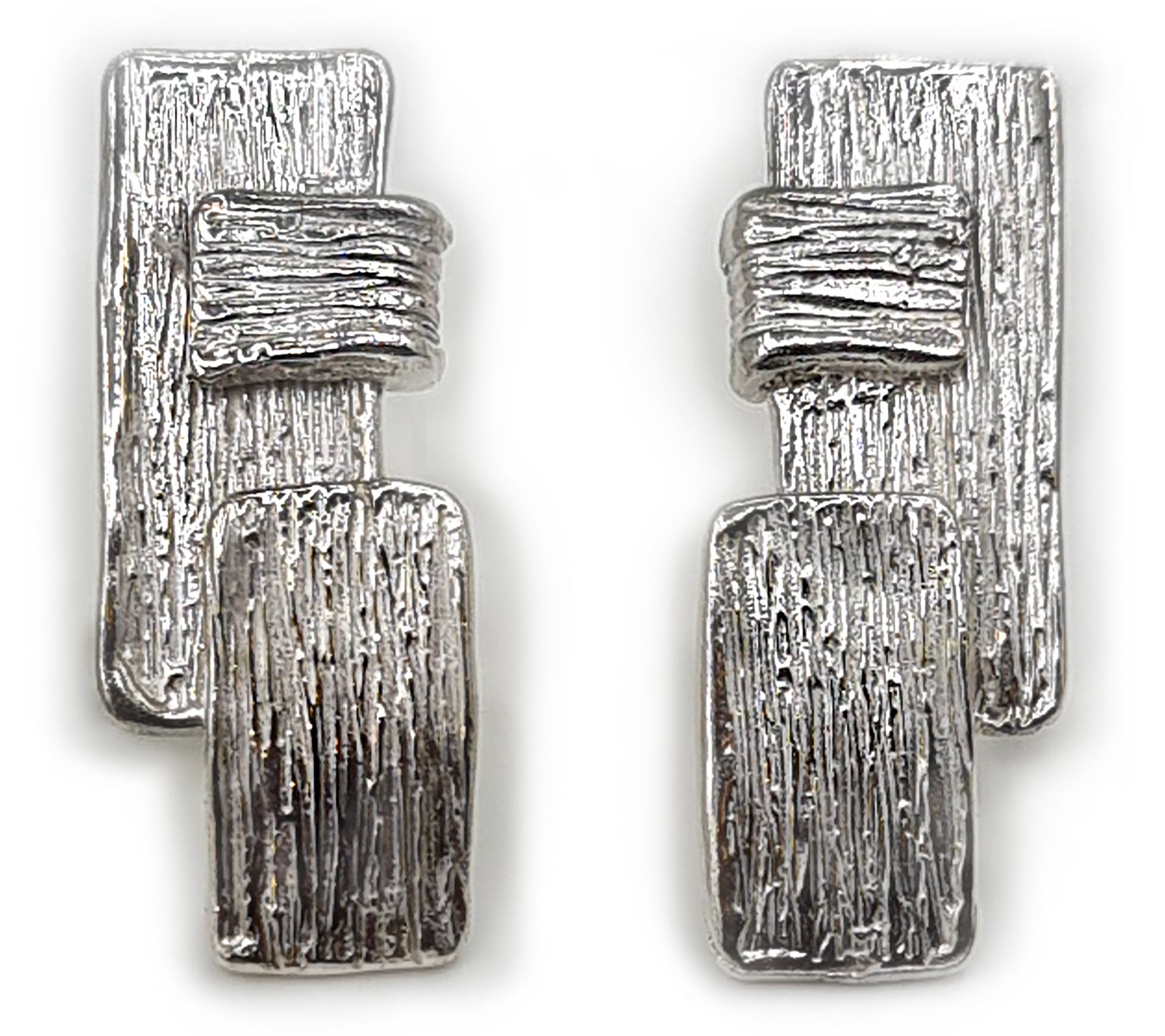 Hagit Sterling Silver Satin Textured  Stud Earrings