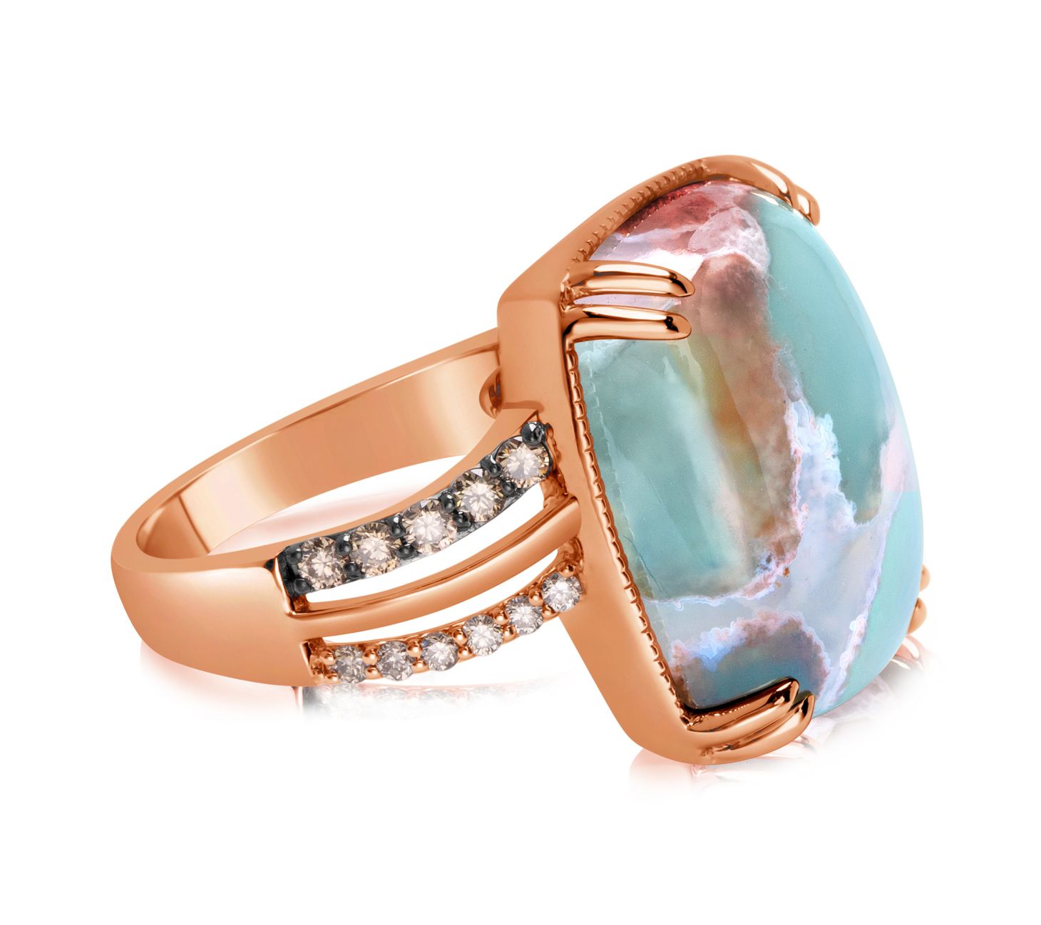 "As Is" Gem Discoverer Cushion Cut Aquaprase & Diamond Ring