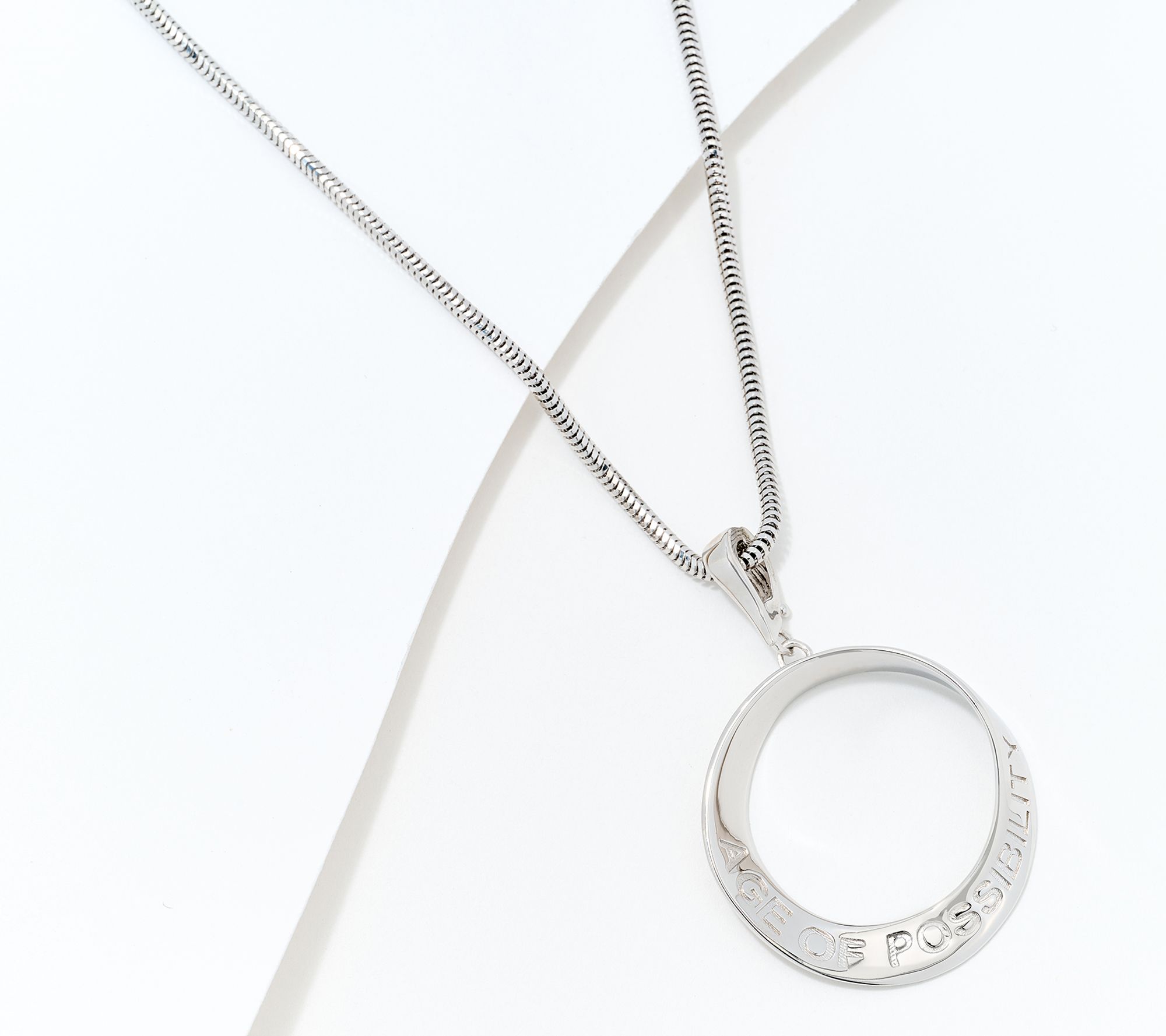 Age of Possibility Round Pendant w/ 18" Chain, Sterling Silver