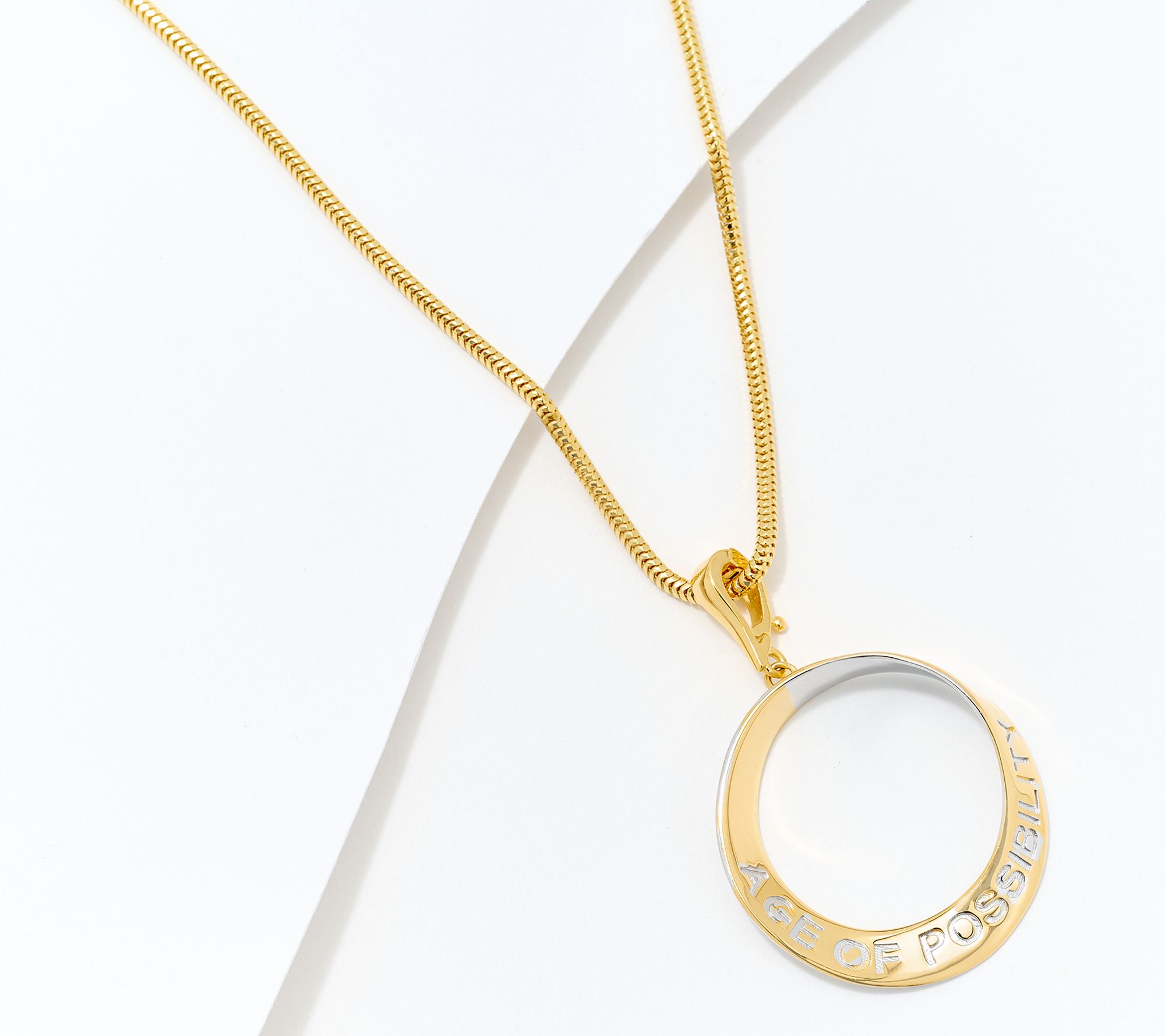 Age of Possibility Round Pendant w/ 18" Chain, Sterling Silver