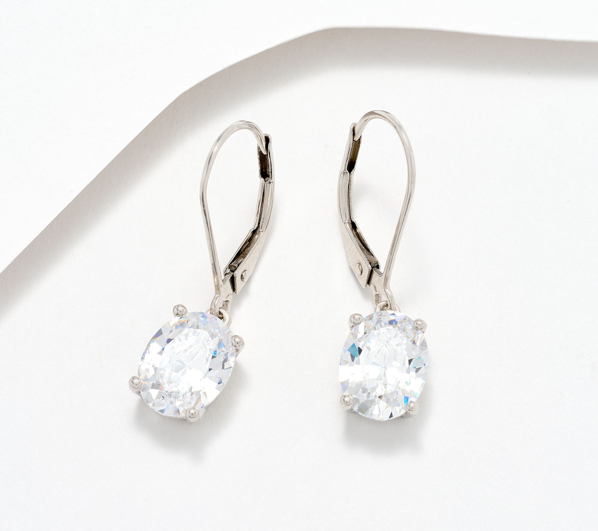 Diamonique Classics Choice of Cut Leverback Earrings, Sterl