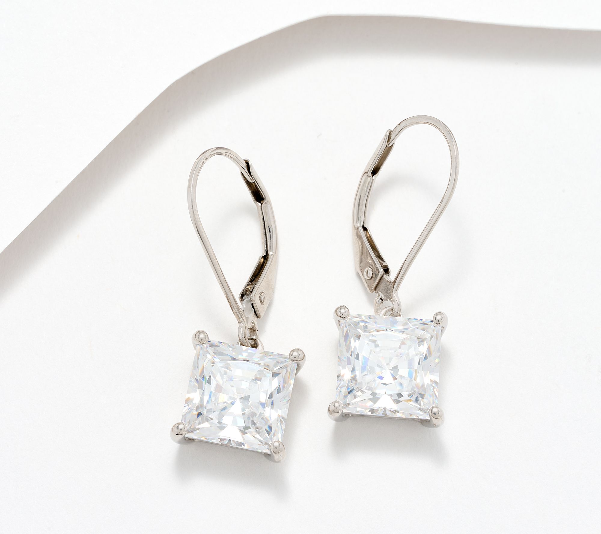 Diamonique Classics Choice of Cut Leverback Earrings, Sterl