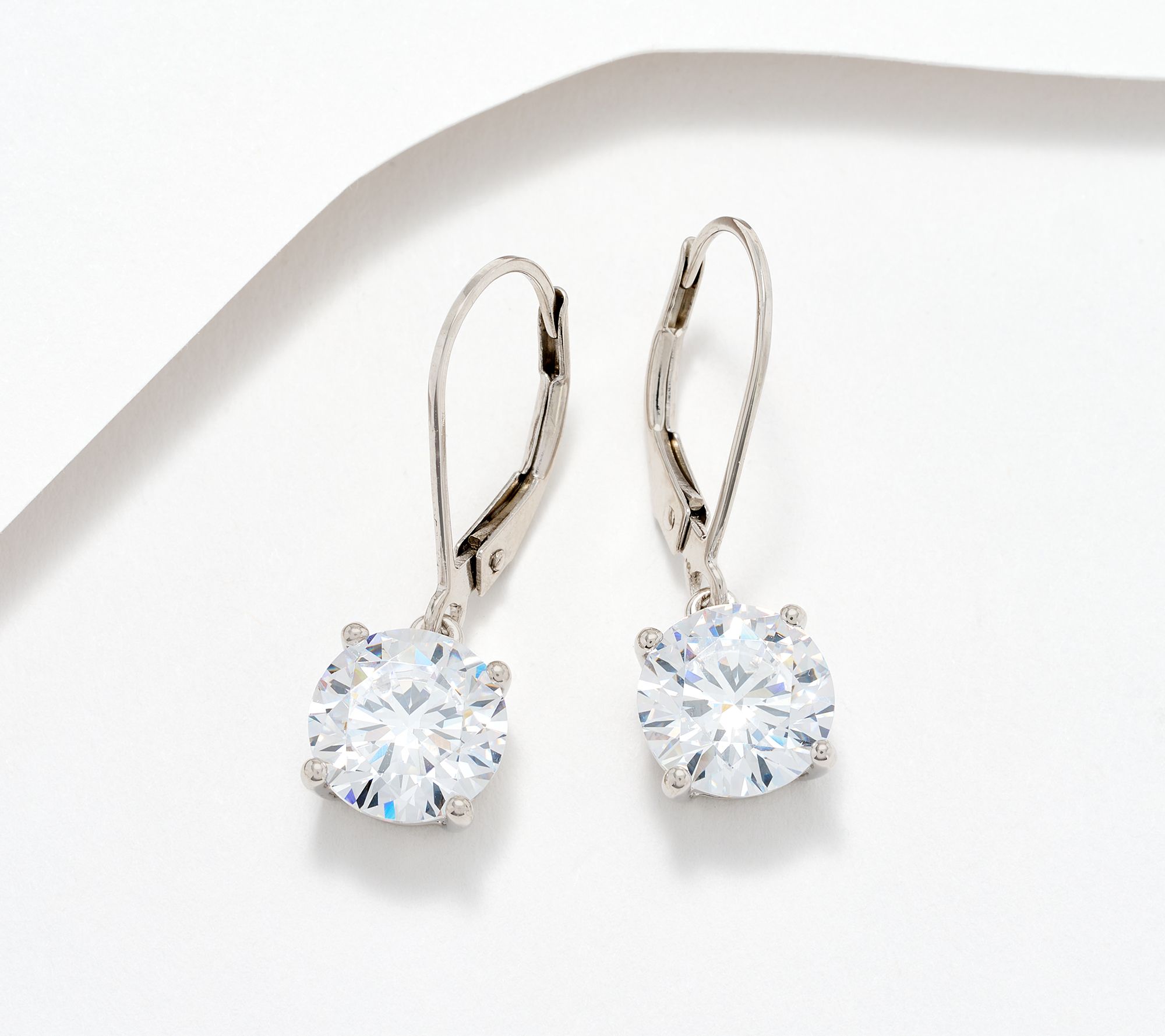 Diamonique Classics Choice of Cut Leverback Earrings, Sterl