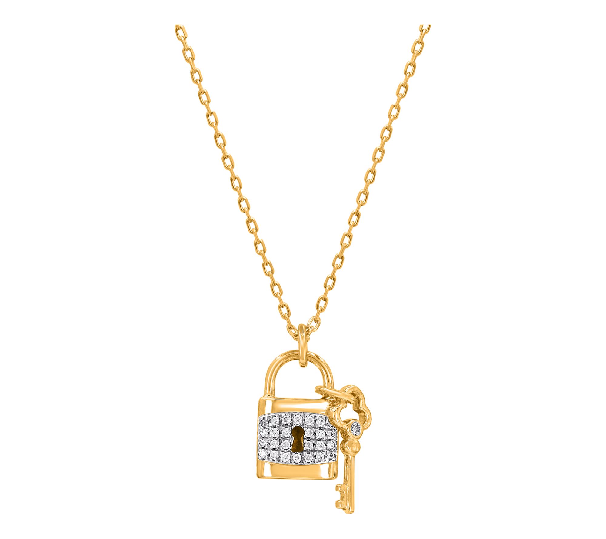 Accents by Affinity Diamond Key & Lock Pendantw/ Chain, 14K