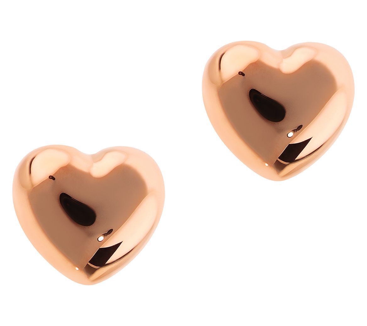 Bronzo  Italia Polished Heart Stud Earrings