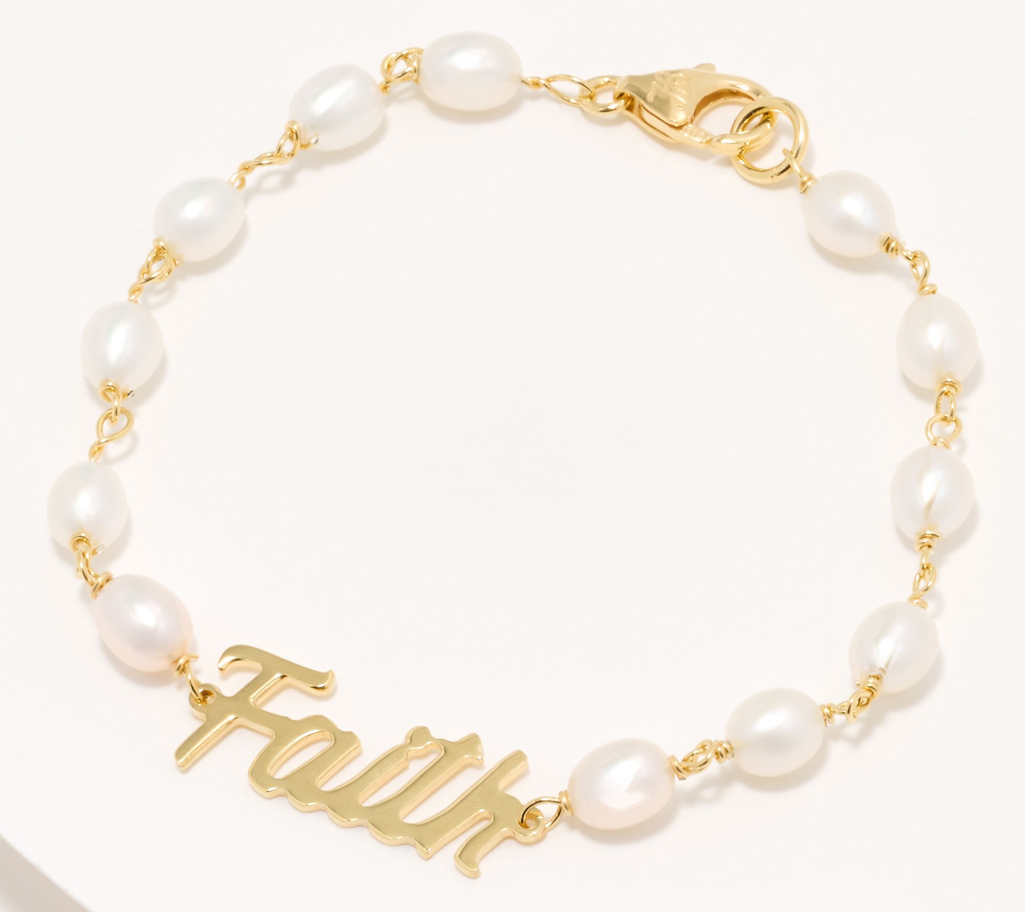 "As Is" Honora Cultured Pearl Inspirational Bracelet, 18K Gold Plated