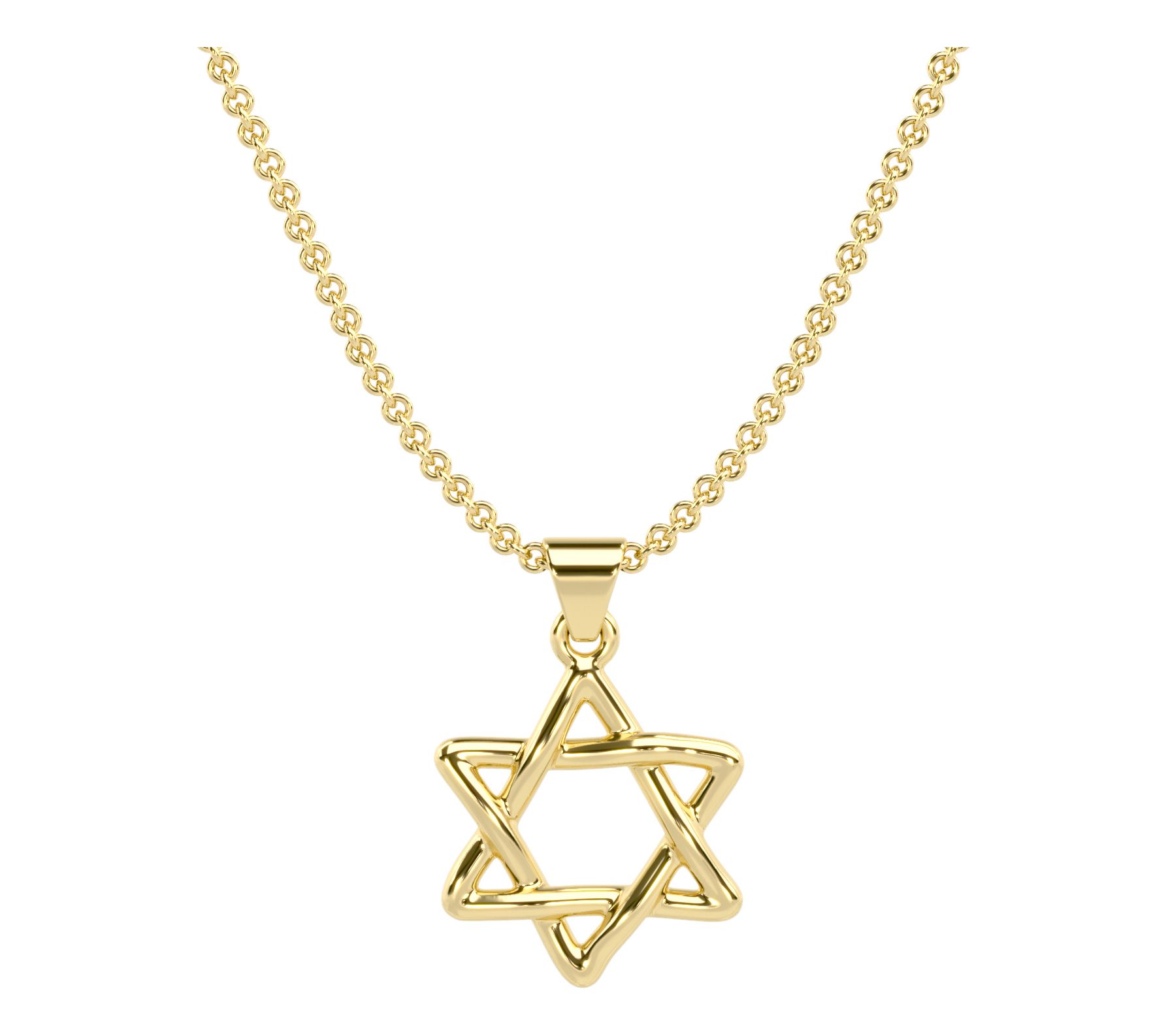 14K Gold Star of David Pendant w/ Chain