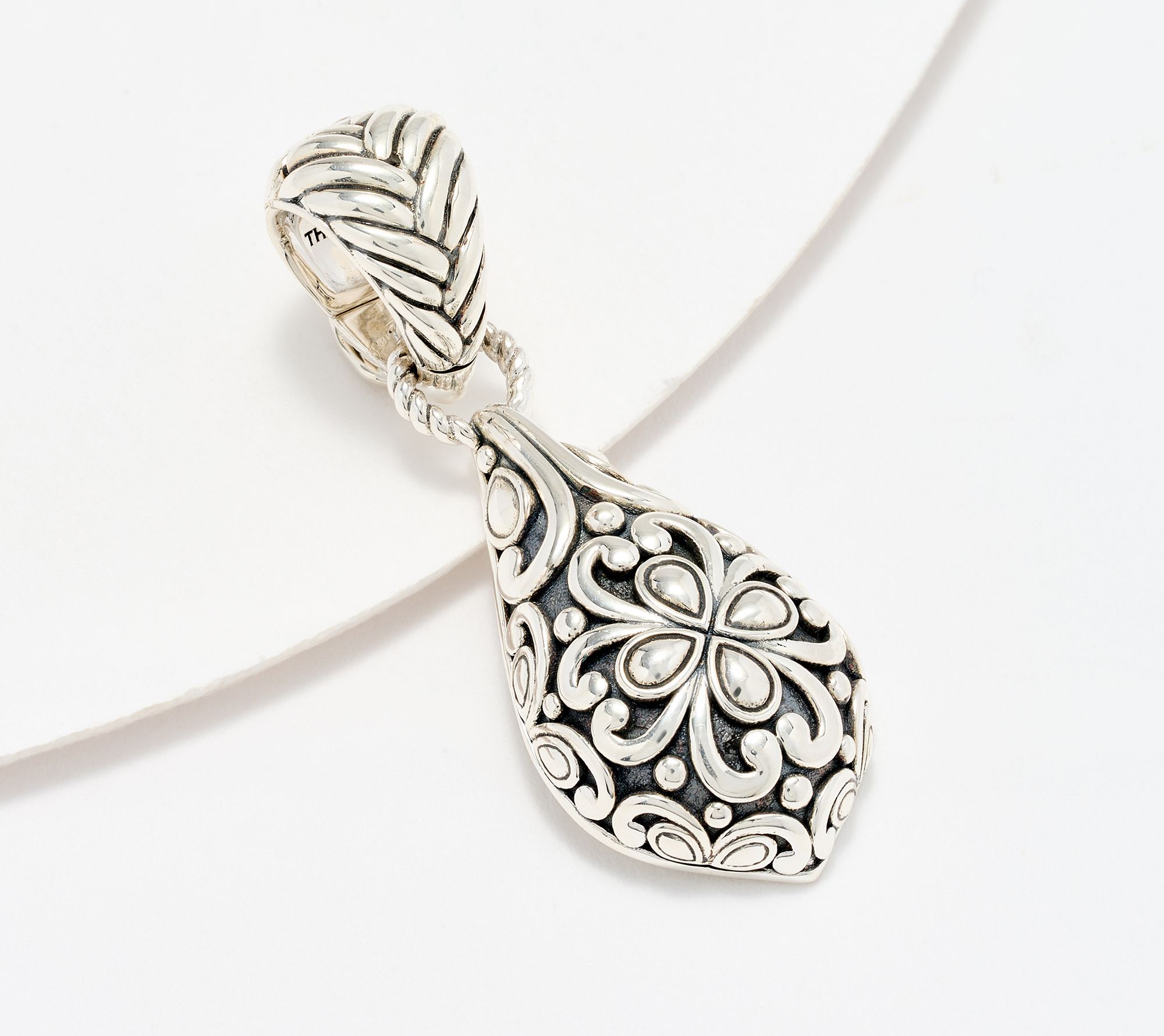 JAI Sterling Silver Heritage Lotus Textured Enhancer, 7.0g