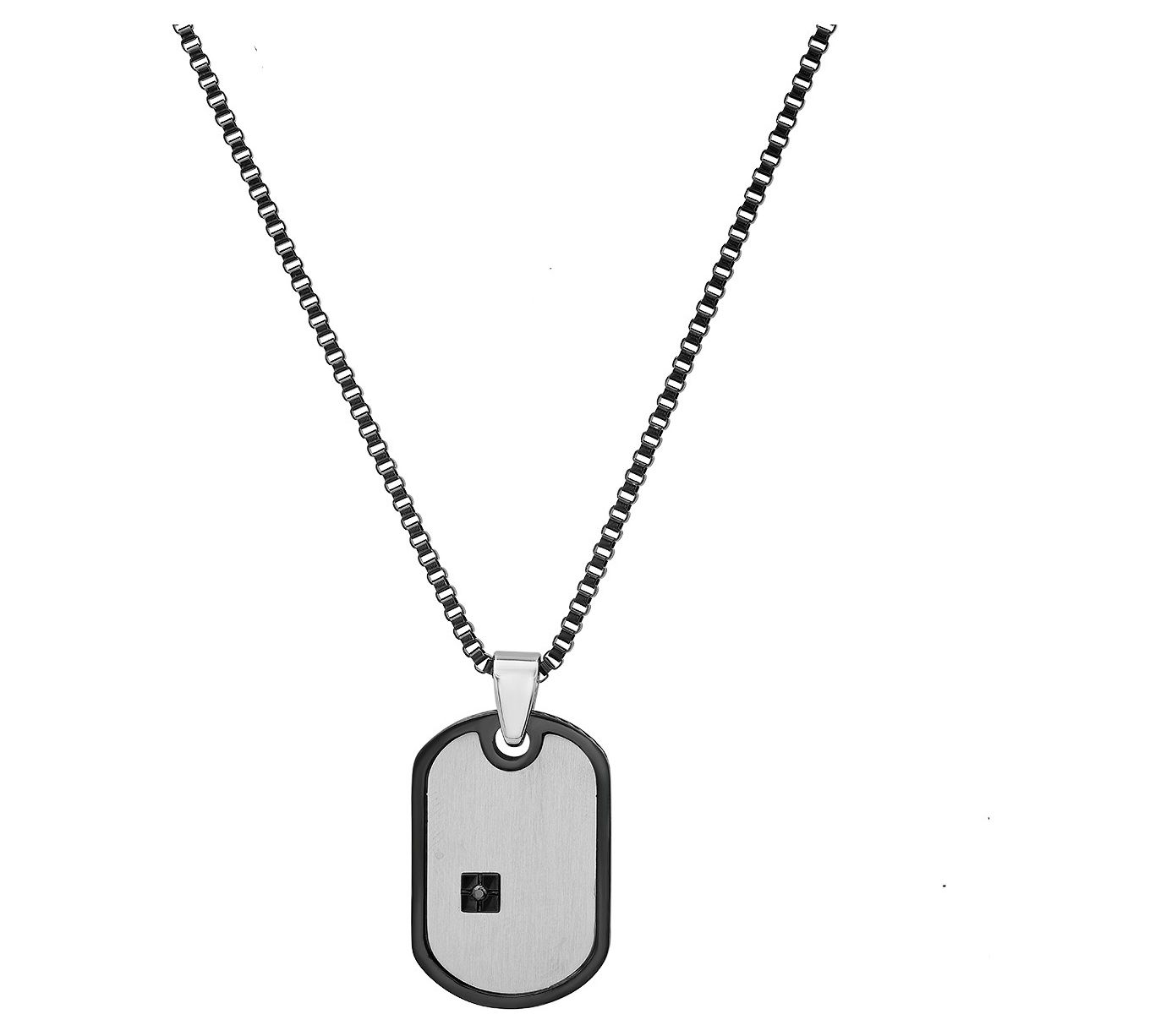 Steel By Design Men's Two-Tone Dog Tag Pendantw/ Chain