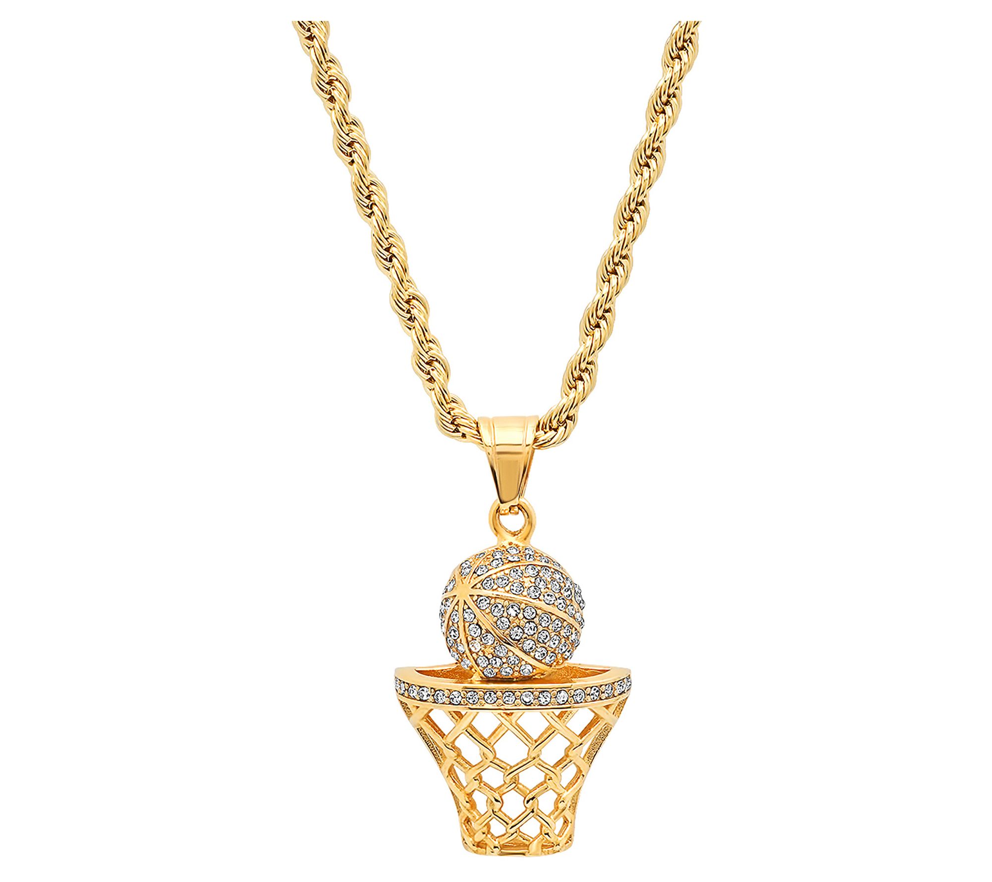  Steel By Design Men's 18K Plated Basketball Pendant w/ Chain