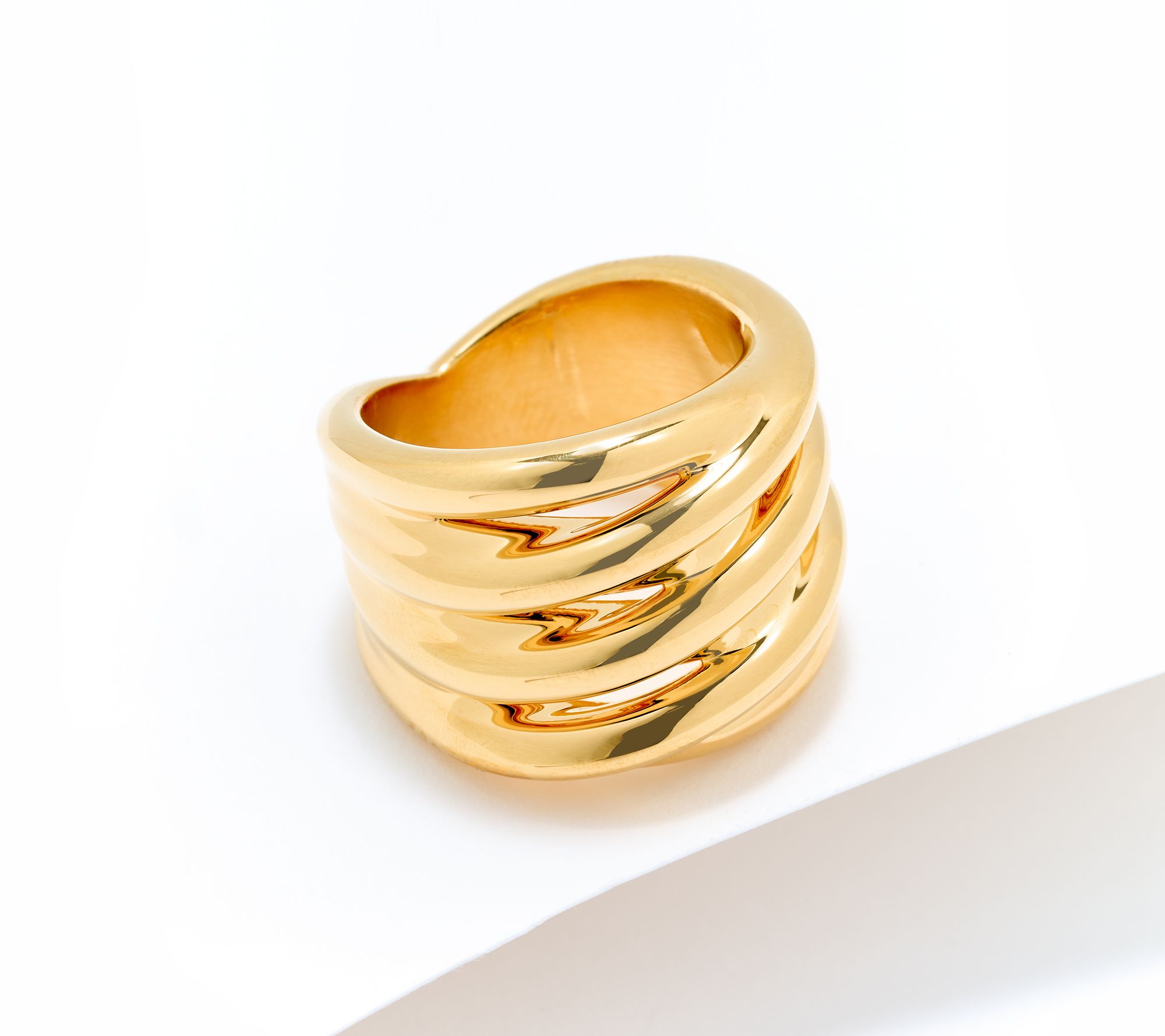 "As Is" David Markstein 14K Gold Over Resin Bold Highway Ring