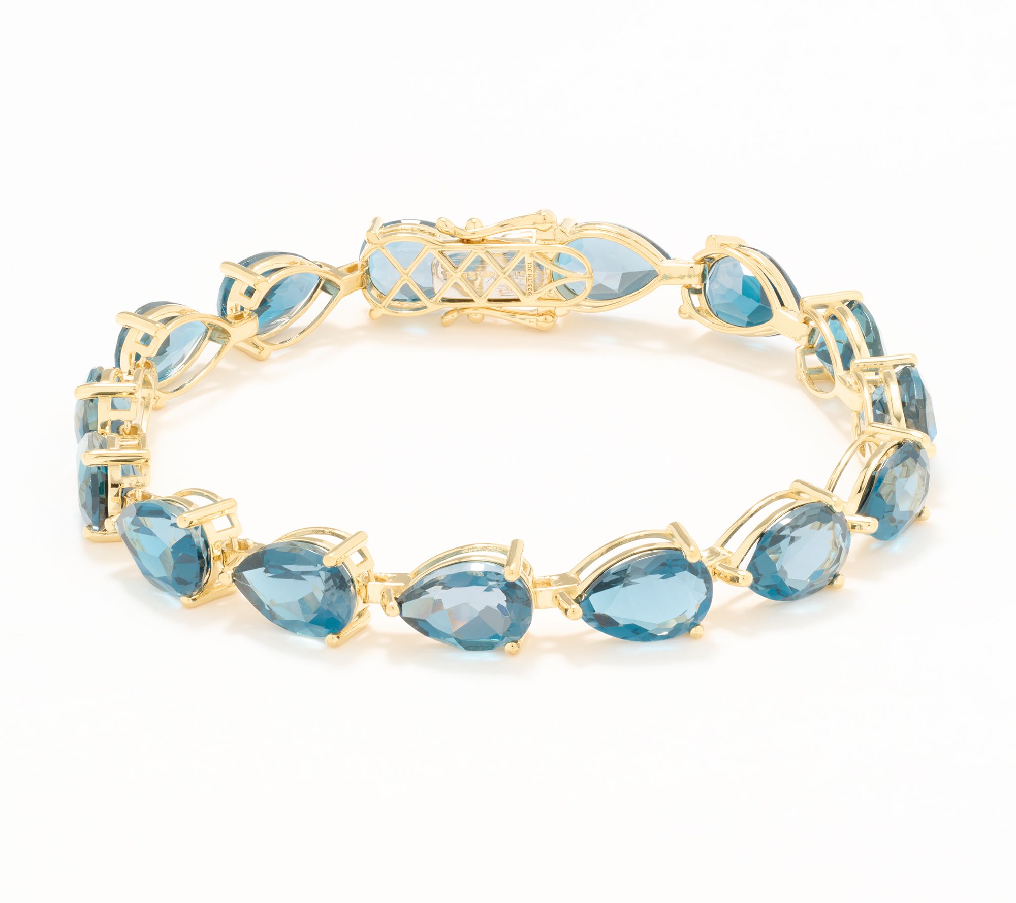 Affinity Gems Pear London Blue Topaz Tennis Bracelet Sterling Silver