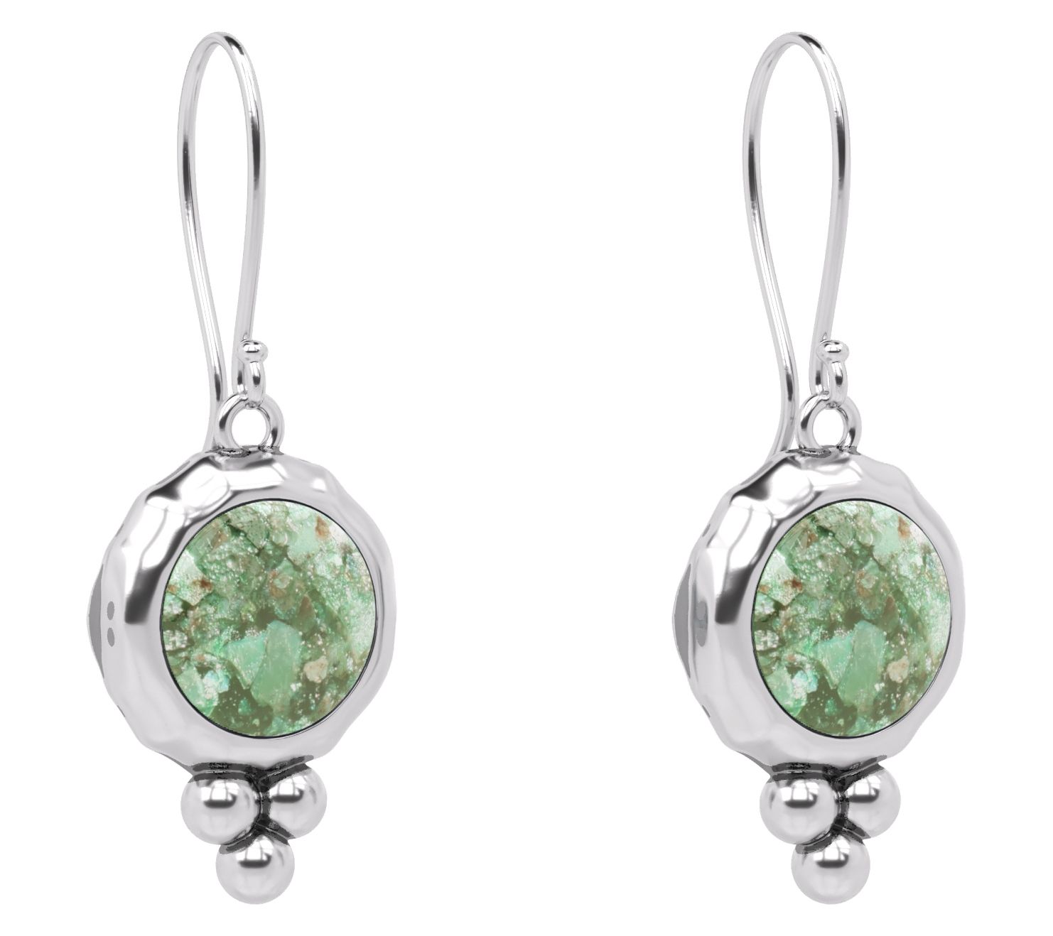 Or Paz Sterling Silver Roman Glass Dangle Earrings