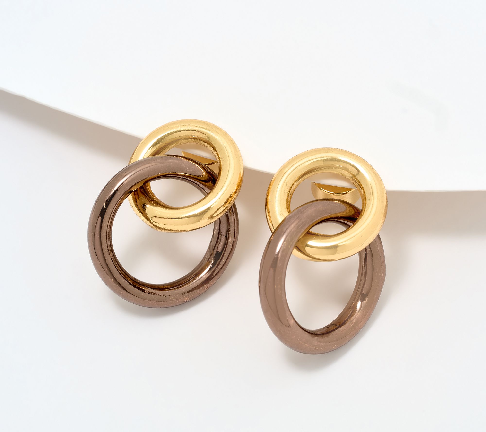 David Markstein Bronze Double Circle Interlocking Earrings