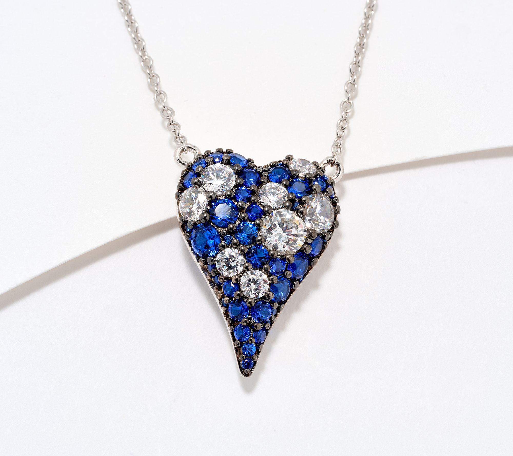 Diamonique x Jennifer Miller Cobblestone Heart Necklace, Sterl