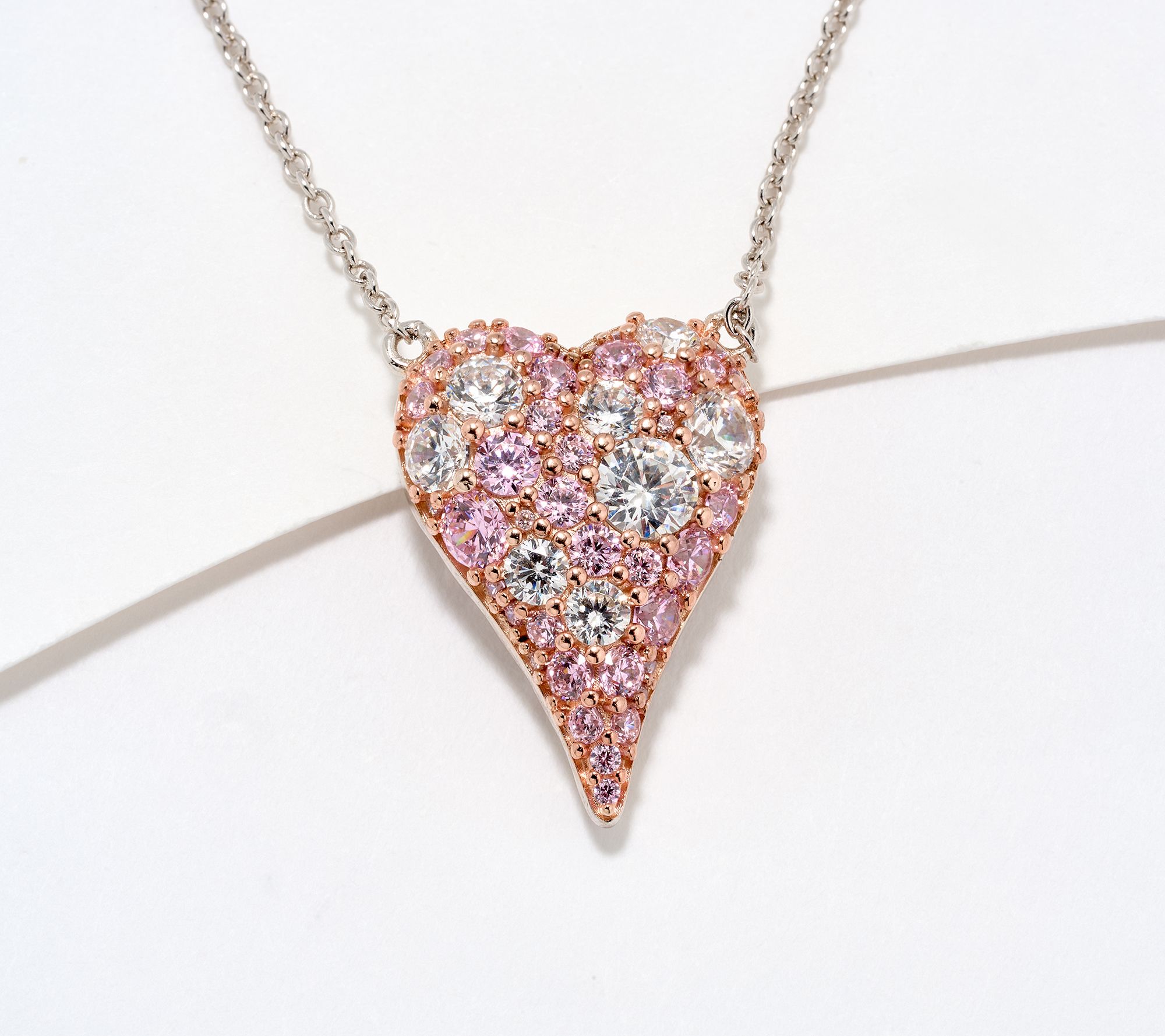 Diamonique x Jennifer Miller Cobblestone Heart Necklace, Sterl