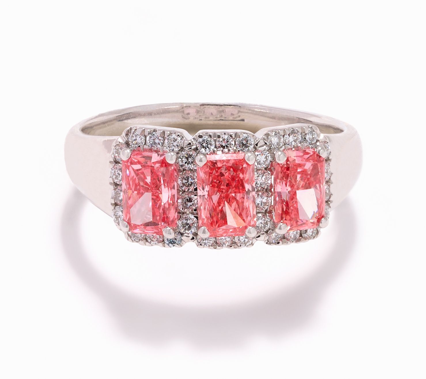  Fire Light Lab Grown Colored Diamond 1.75 cttw Three Stone Ring