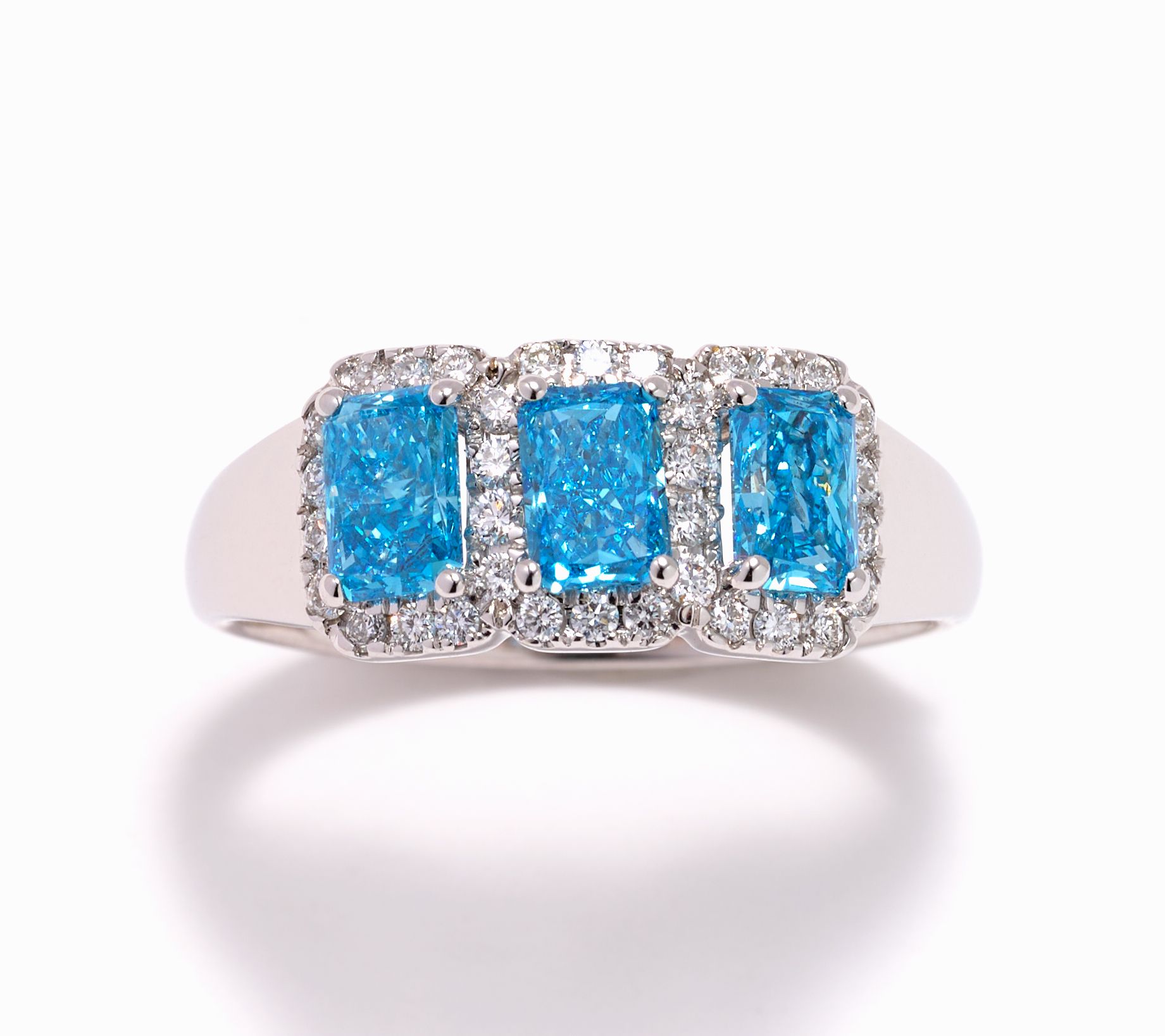 Fire Light Lab Grown Colored Diamond 1.75 cttw Three Stone Ring