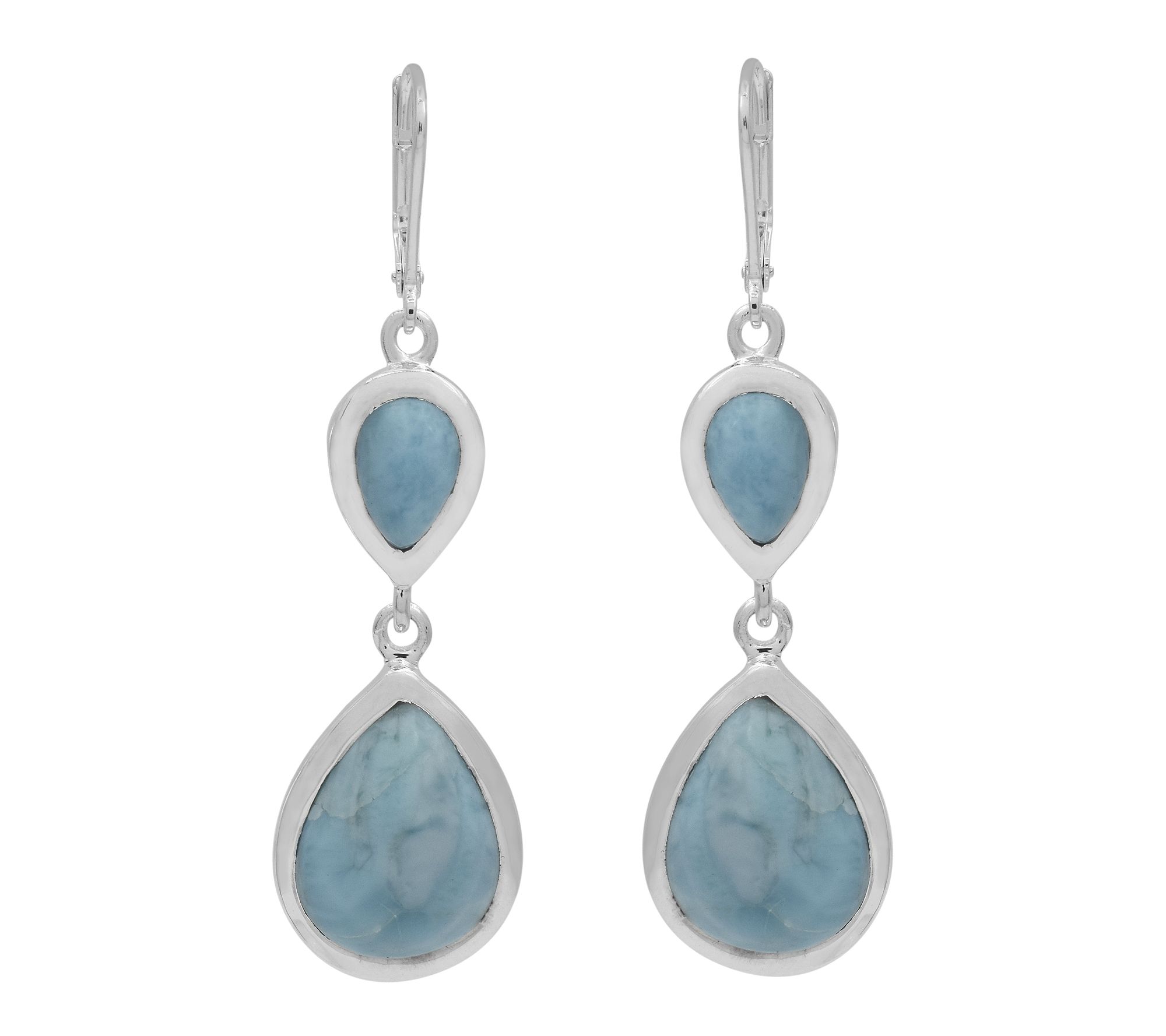 Affinity Gems Pear Cut Larimar Drop Earrings, Sterling