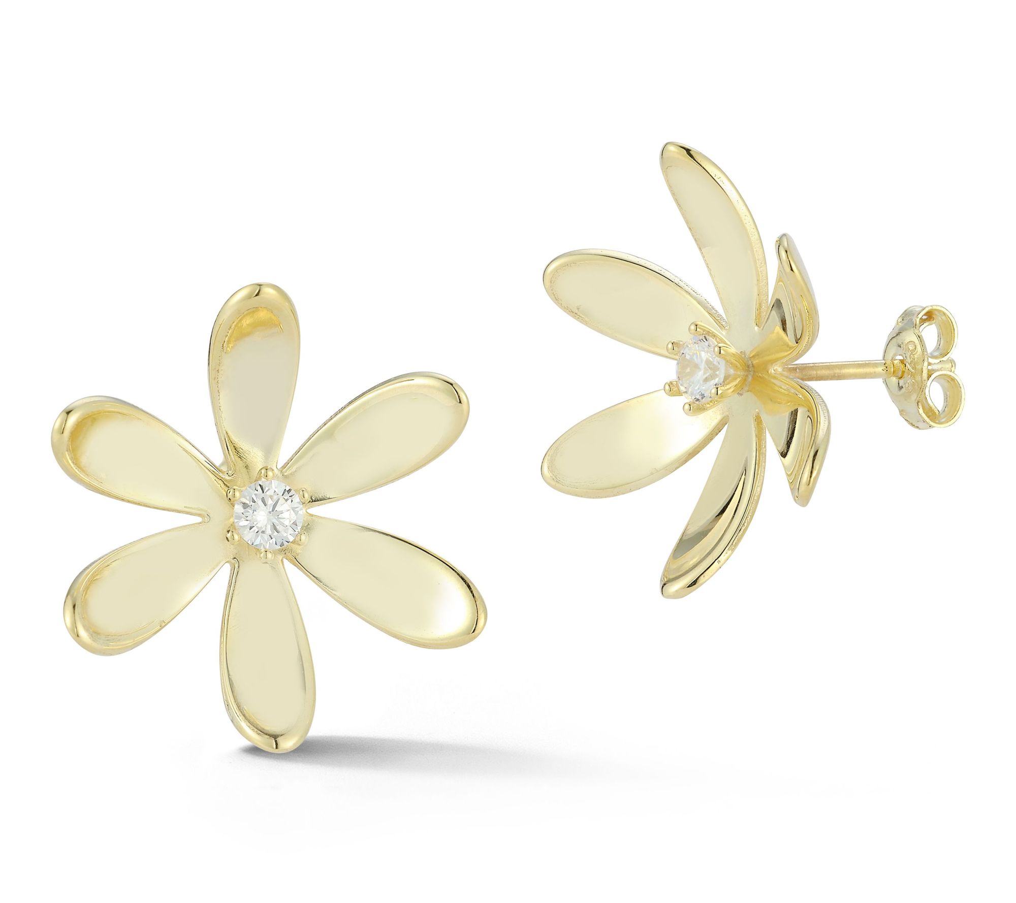 Sterlina Silver Curve Flower Stud Earrings, Sterling