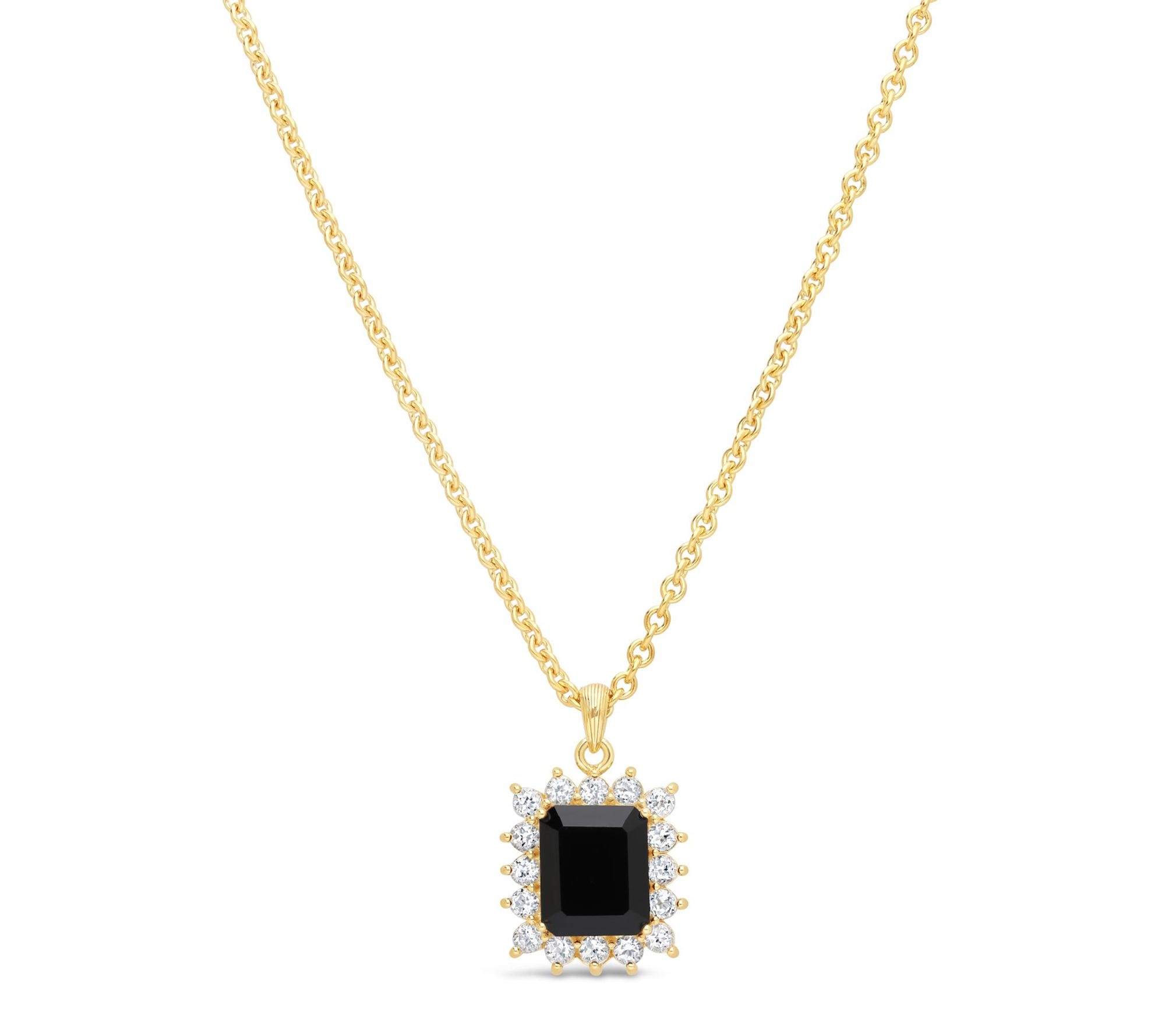 Ariva 18K Clad Onyx & White Topaz Vivien Pendant w/ Chain