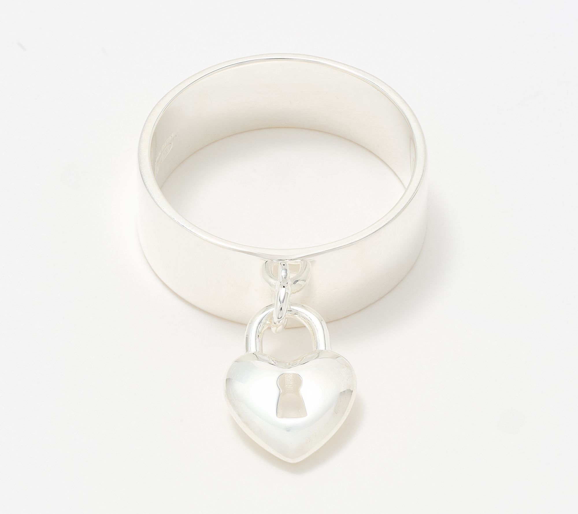 UltraFine 950 Silver Dangle Heart Band Ring