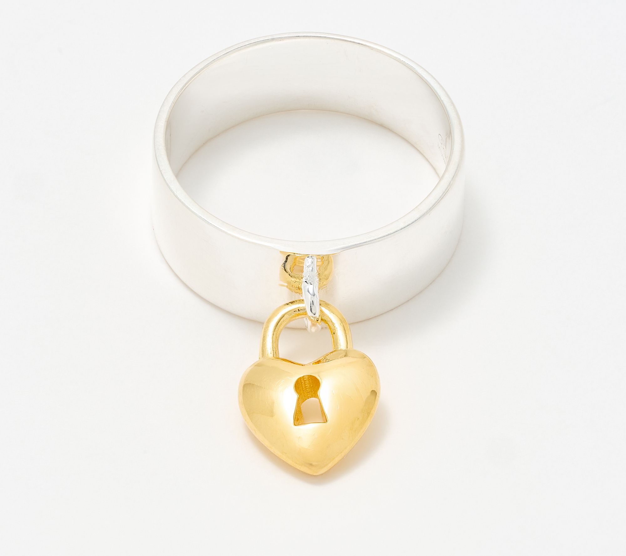 UltraFine 950 Silver Dangle Heart Band Ring