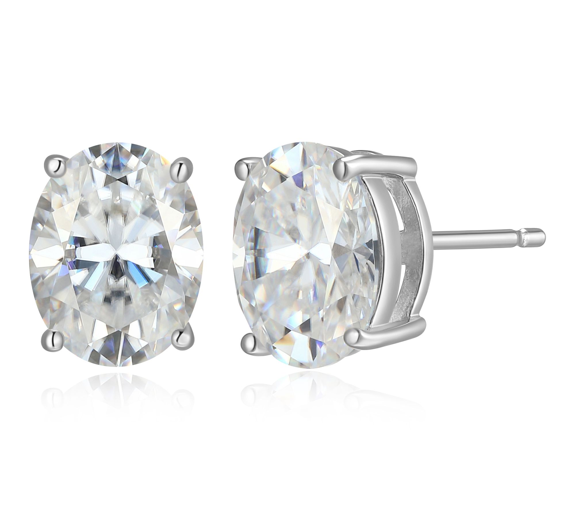 Moissanite 3.35 cttw Oval Cut  Stud Earrings, Sterling Silver