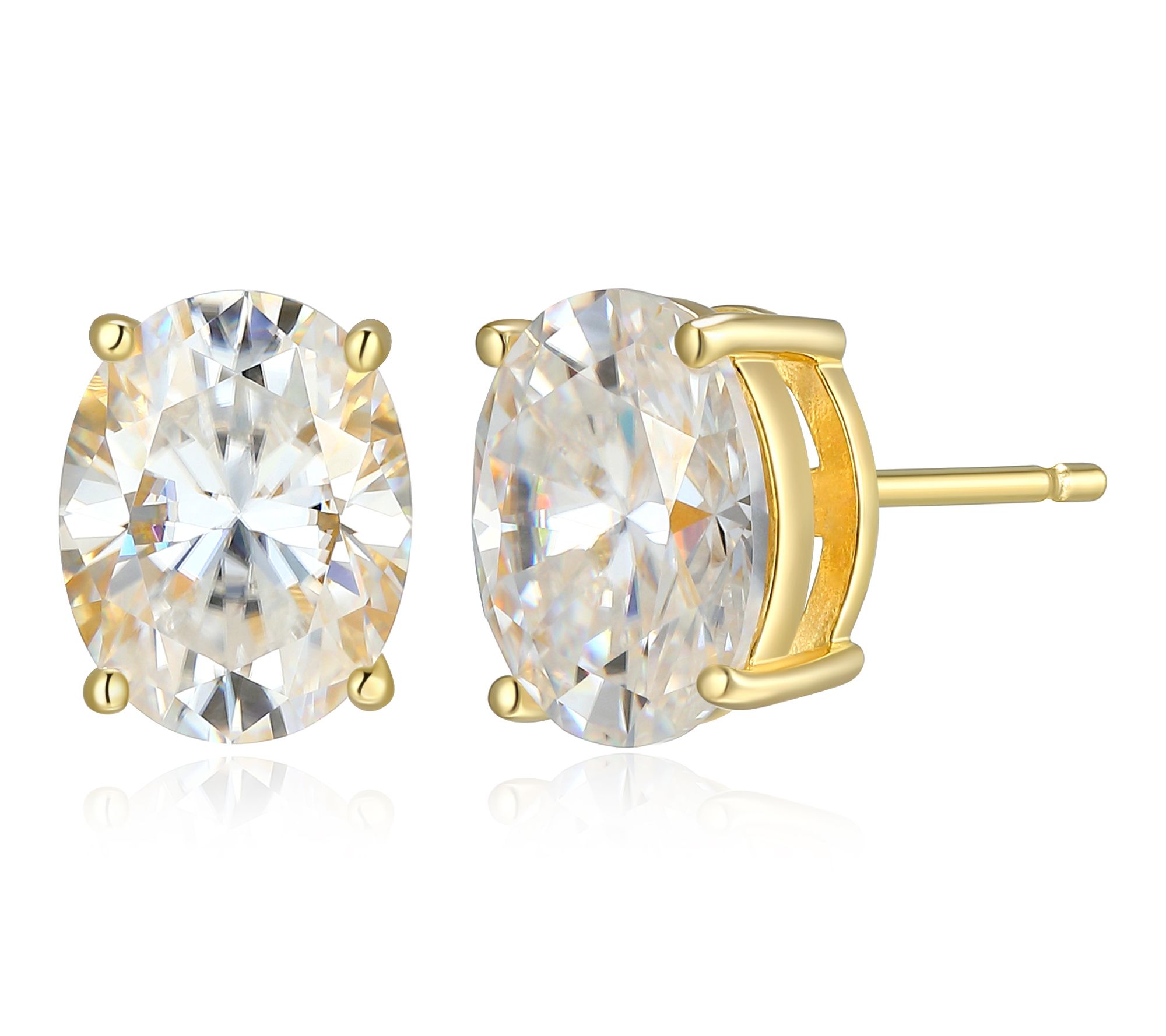 Moissanite 3.35 cttw Oval Cut  Stud Earrings, Sterling Silver